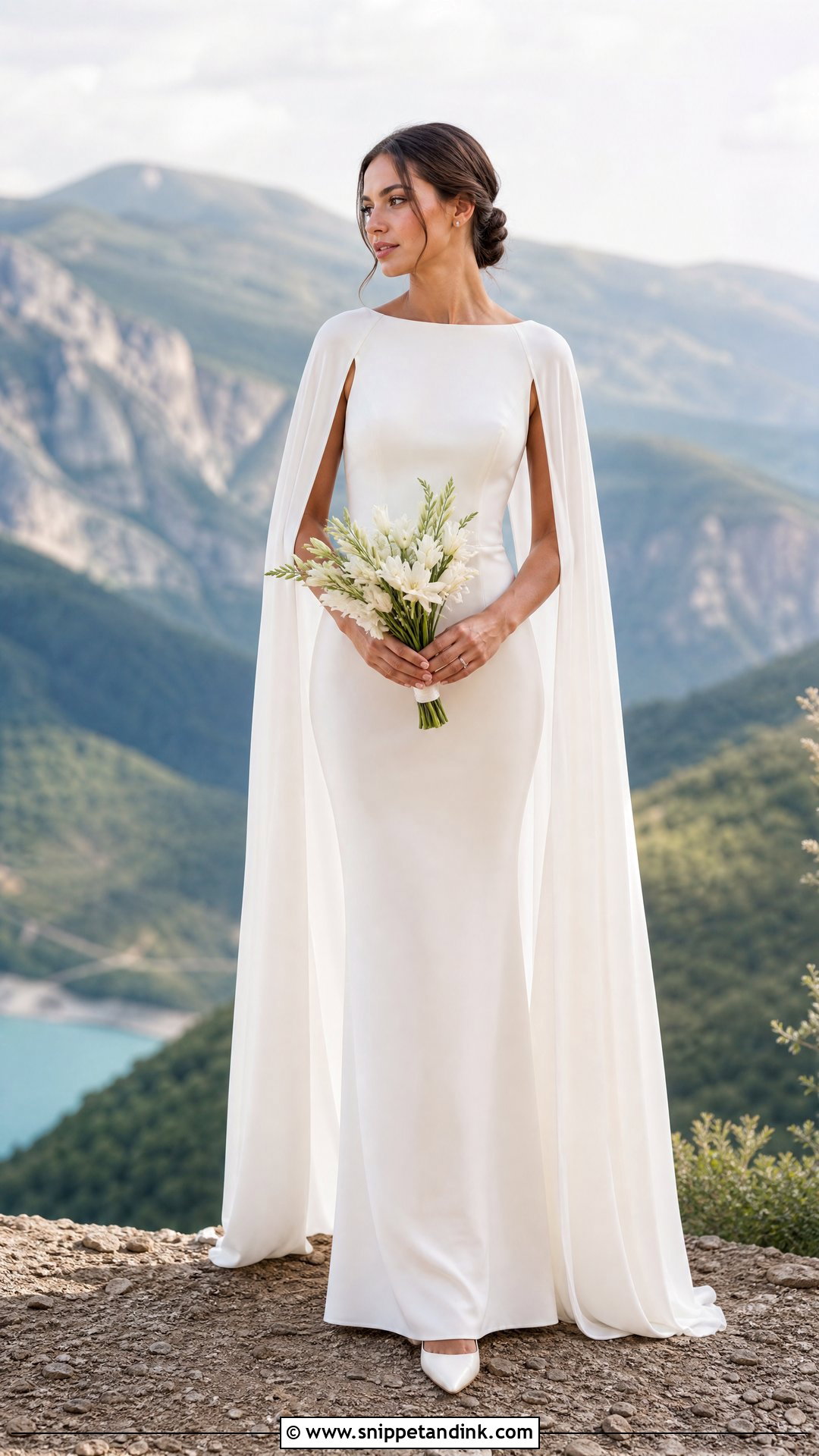 Cape Sleeve Elopement Wedding Dress - Snippet and Ink - 20 Simple Elopement Wedding Dress Ideas