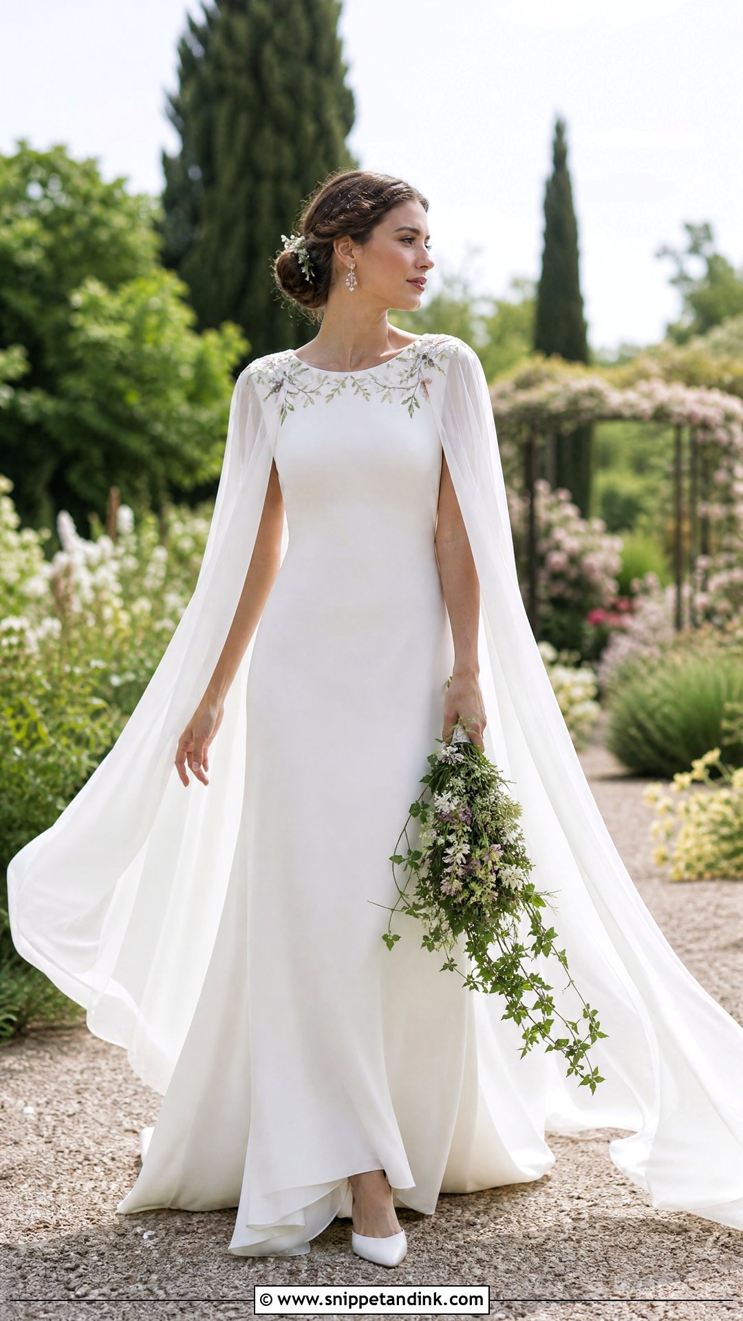 Cape Sleeve Fairy Garden Wedding Dress - Snippet and Ink - 20 Fairy Garden Wedding Dress Ideas