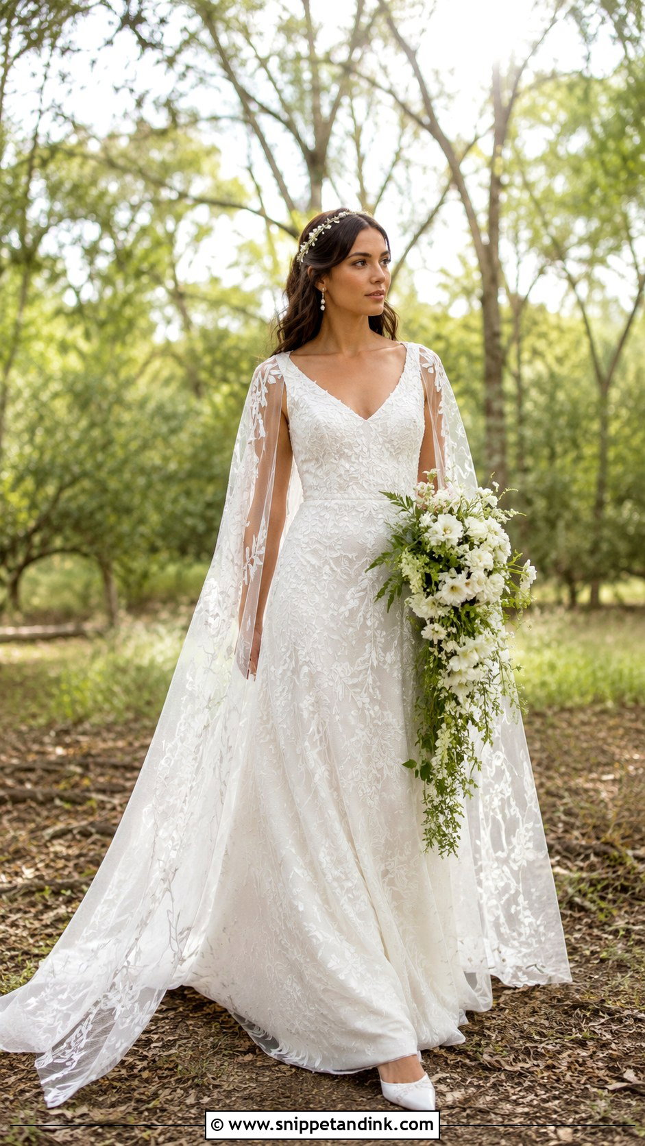 Cape Sleeve Fairy Wedding Dress - Snippet and Ink - 20 Fairy Style Wedding Dresses