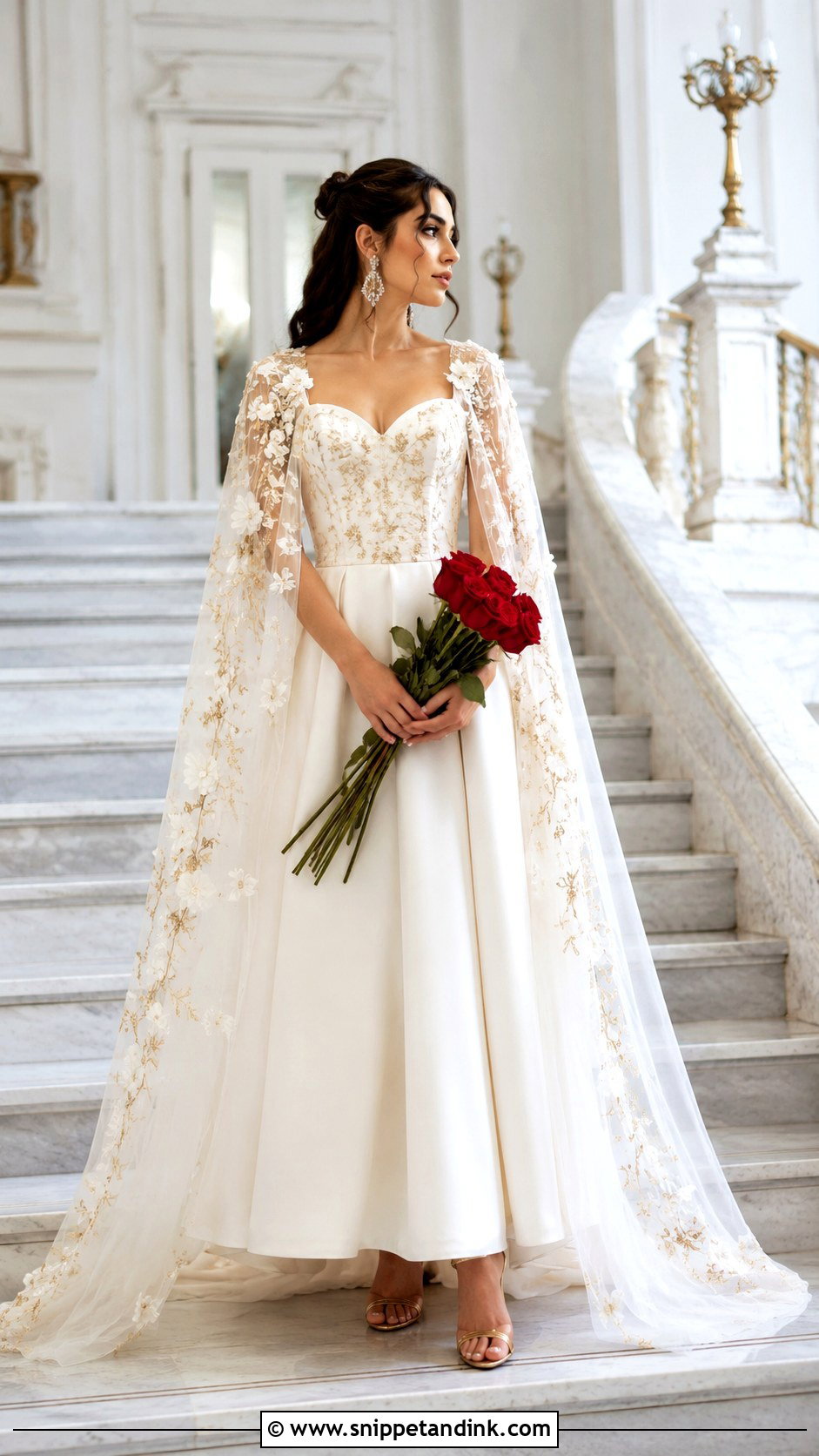 Cape Sleeve Fairytale Wedding Dress - Snippet and Ink - 20 Belle Inspired Wedding Dress Ideas