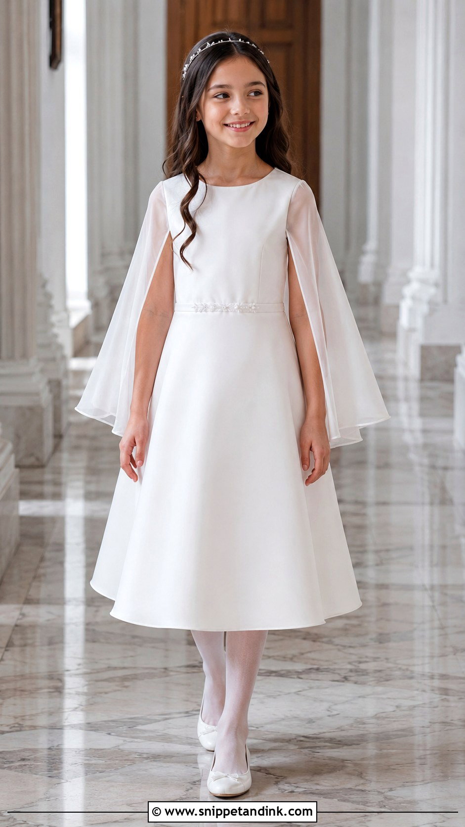 Cape Sleeve First Communion Dress - Snippet and Ink - 20 Designer First Communion Dresses