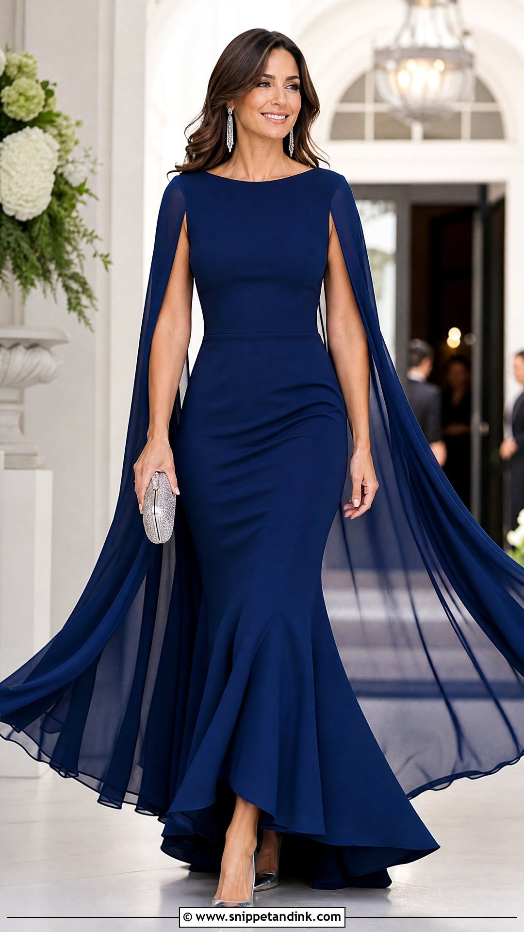 Cape Sleeve Fishtail Gown - Snippet and Ink - 25 Fishtail Gown Ideas