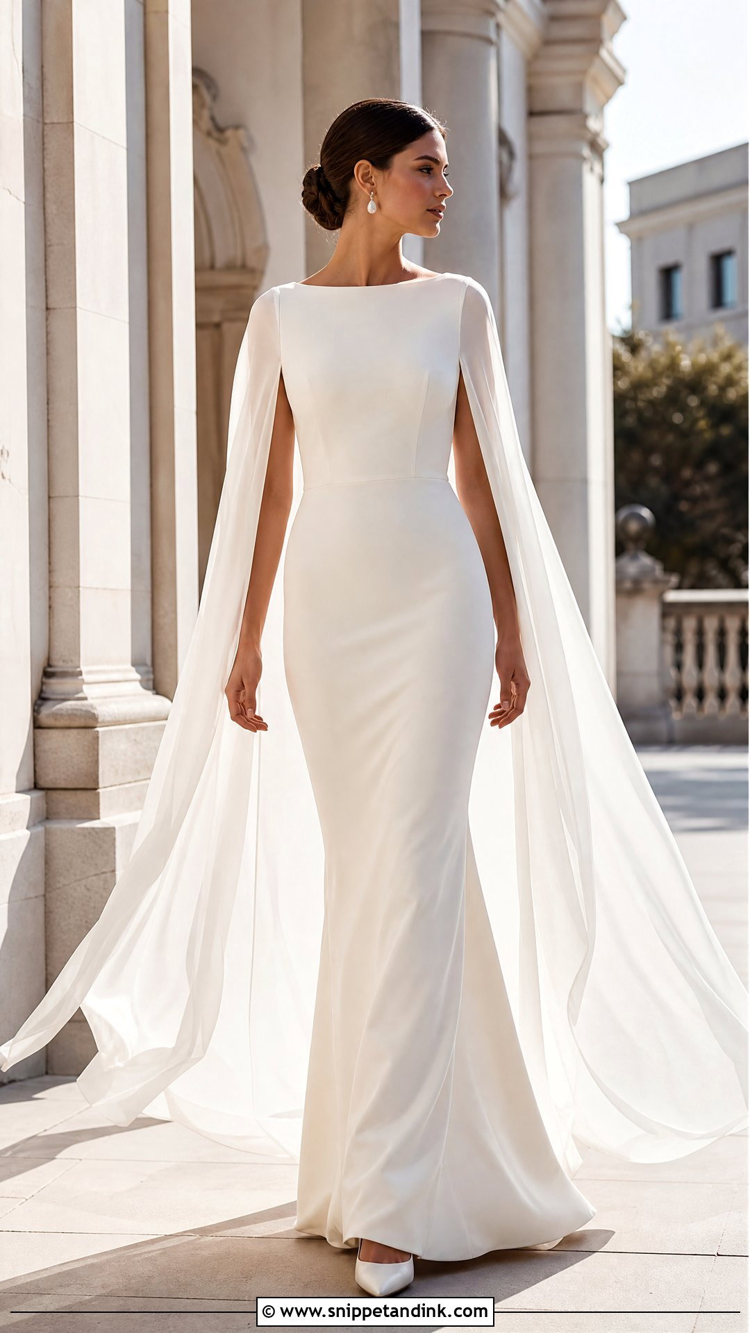 Cape Sleeve Fitted Wedding Dress - Snippet and Ink - 20 Tight Fitted Wedding Dresses