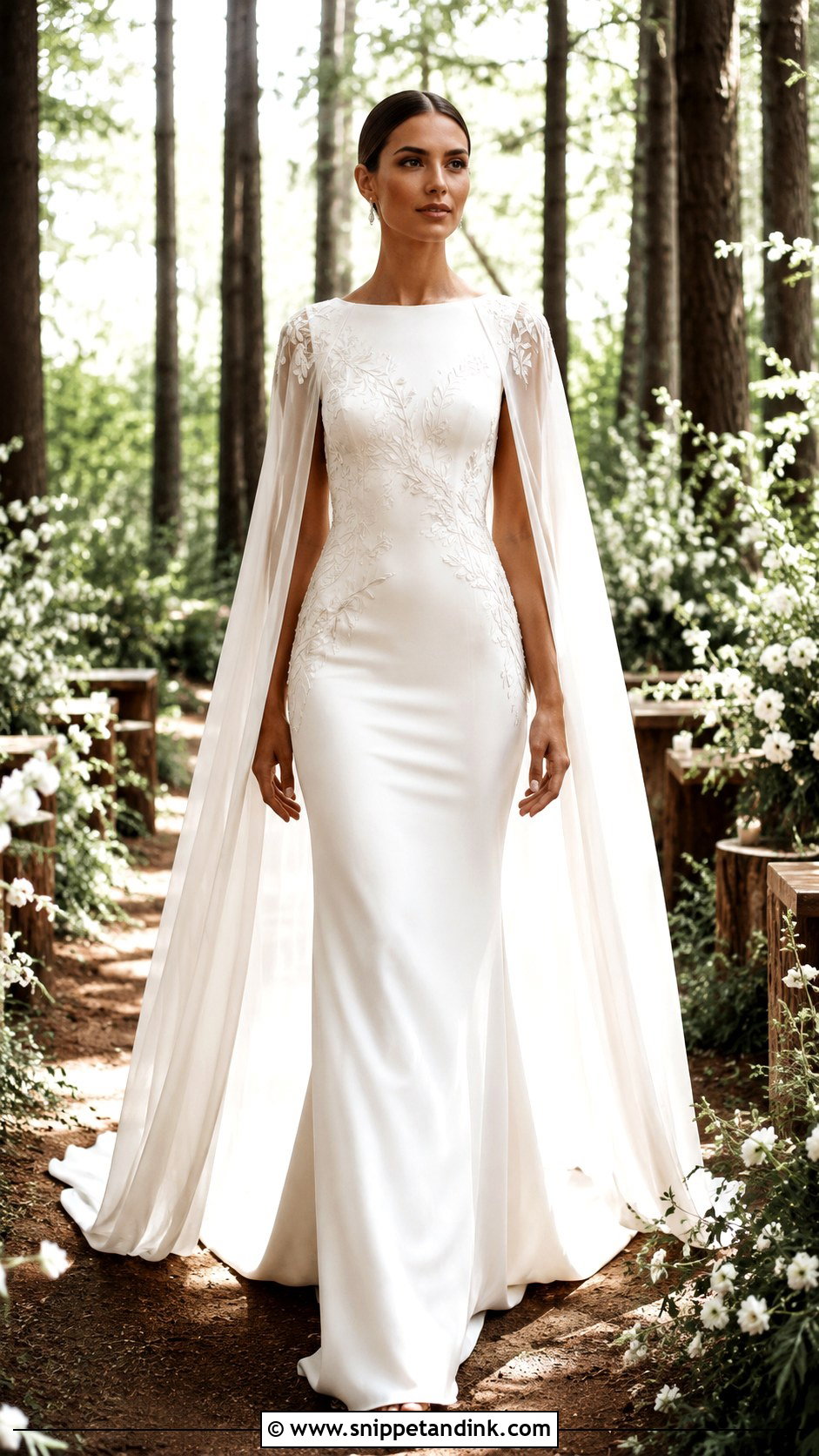 Cape Sleeve Forest Wedding Dress - Snippet and Ink - 25 Enchanted Forest Wedding Dress Ideas