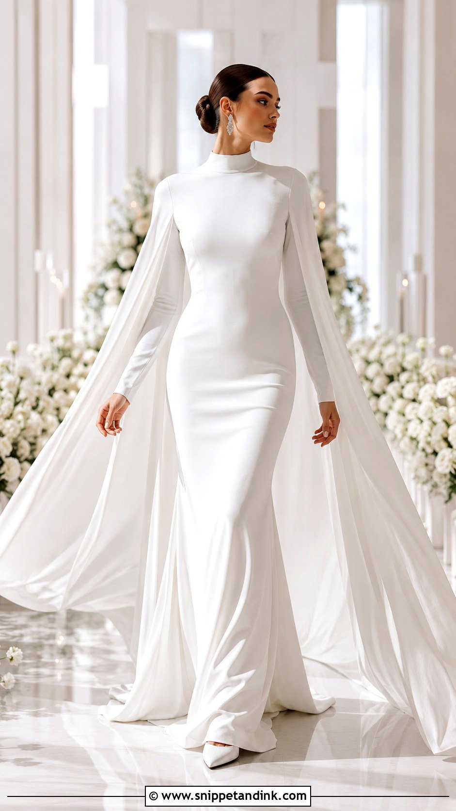 Cape Sleeve Full Coverage Wedding Dress - Snippet and Ink - 20 Full Coverage Wedding Dress Ideas
