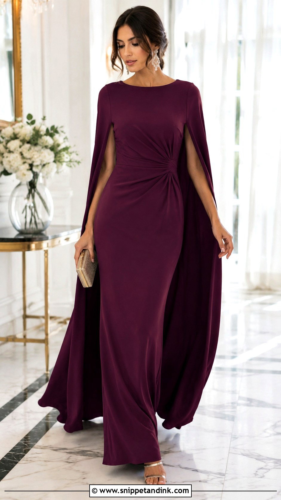 Cape Sleeve Gown - Snippet and Ink - 25 Gown Models Ideas