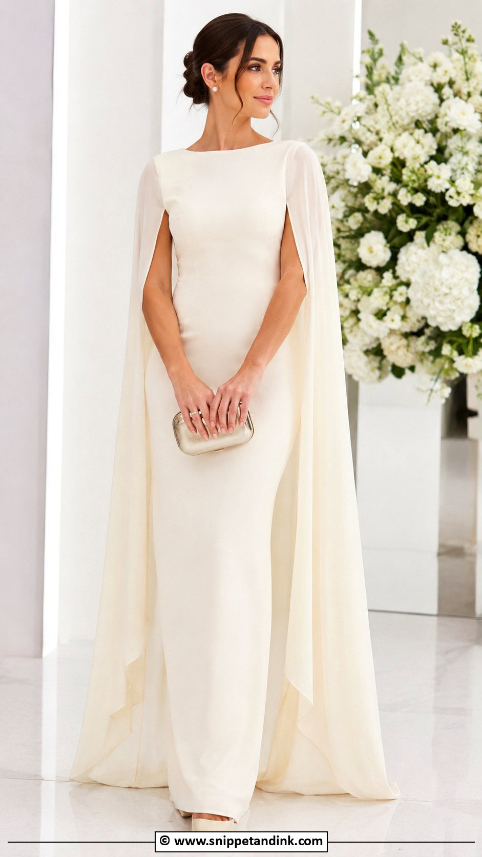 Cape Sleeve Gown Design - Snippet and Ink - 35 Trending Gown Designs