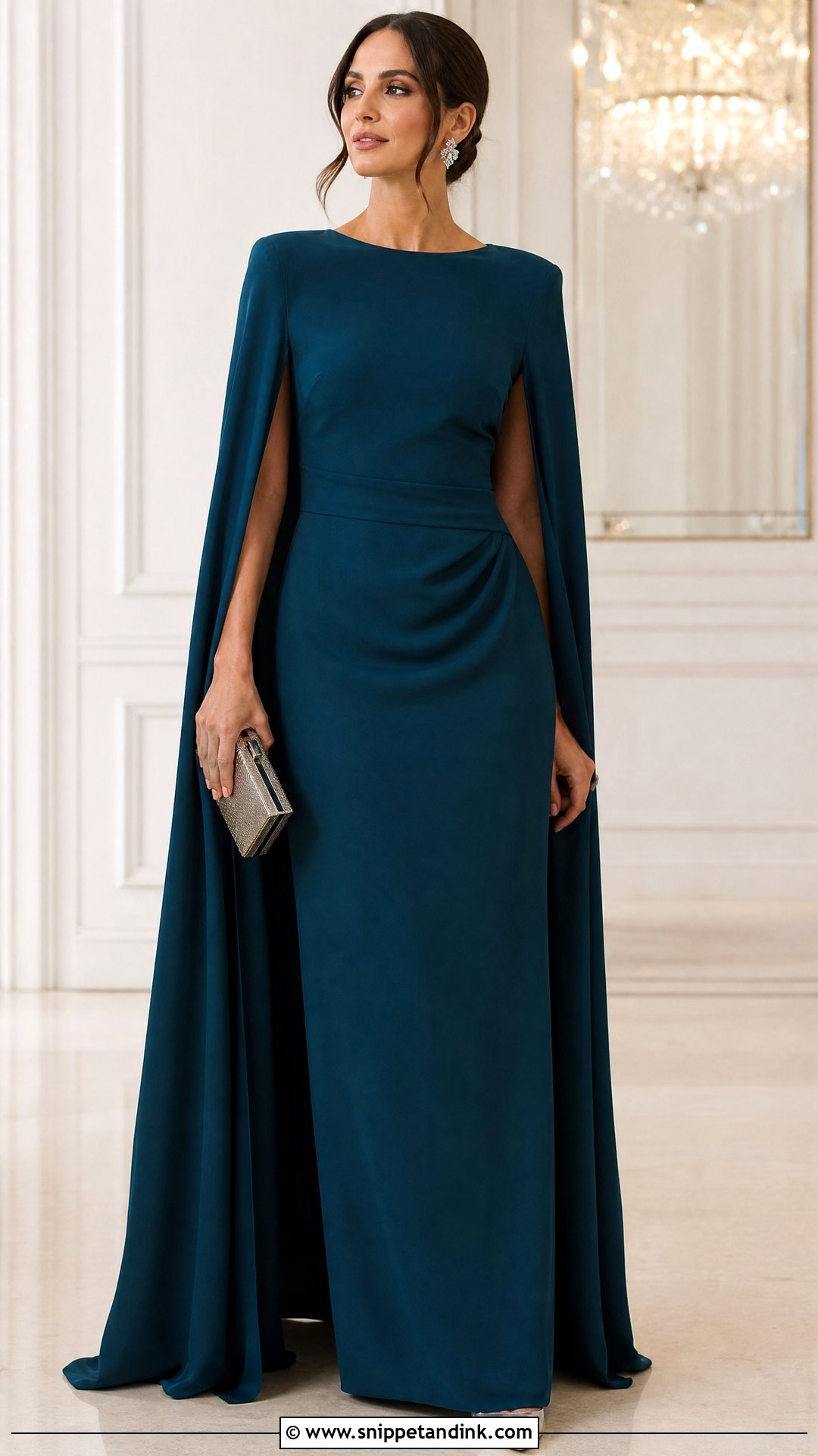 Cape Sleeve Gown Winter Wedding Outfit - Snippet and Ink - 20 Winter Outfits for Wedding