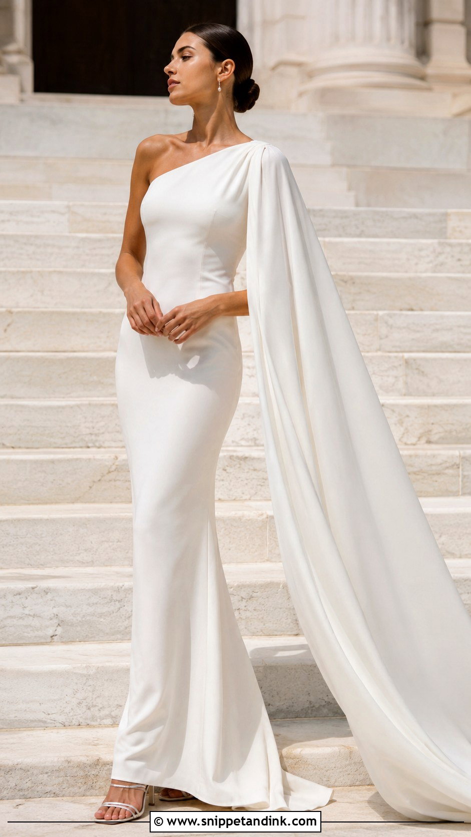 Cape Sleeve Greek Wedding Dress - Snippet and Ink - 20 Greek Wedding Dresses