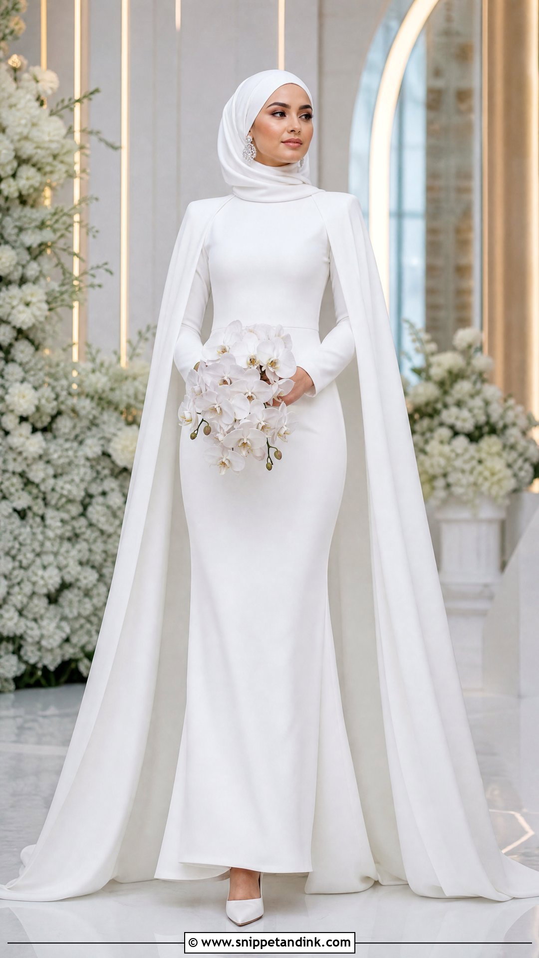 Cape Sleeve Hijab Bridal Dress - Snippet and Ink - 20 Hijab Bridal Dress Ideas