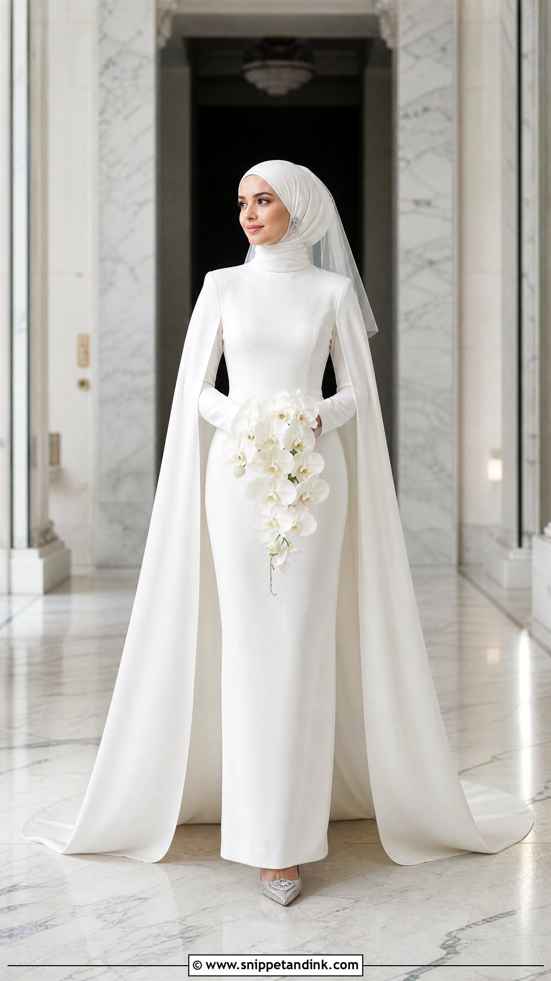 Cape Sleeve Hijab Wedding Dress - Snippet and Ink - 20 Wedding Dresses for Hijabi Girl