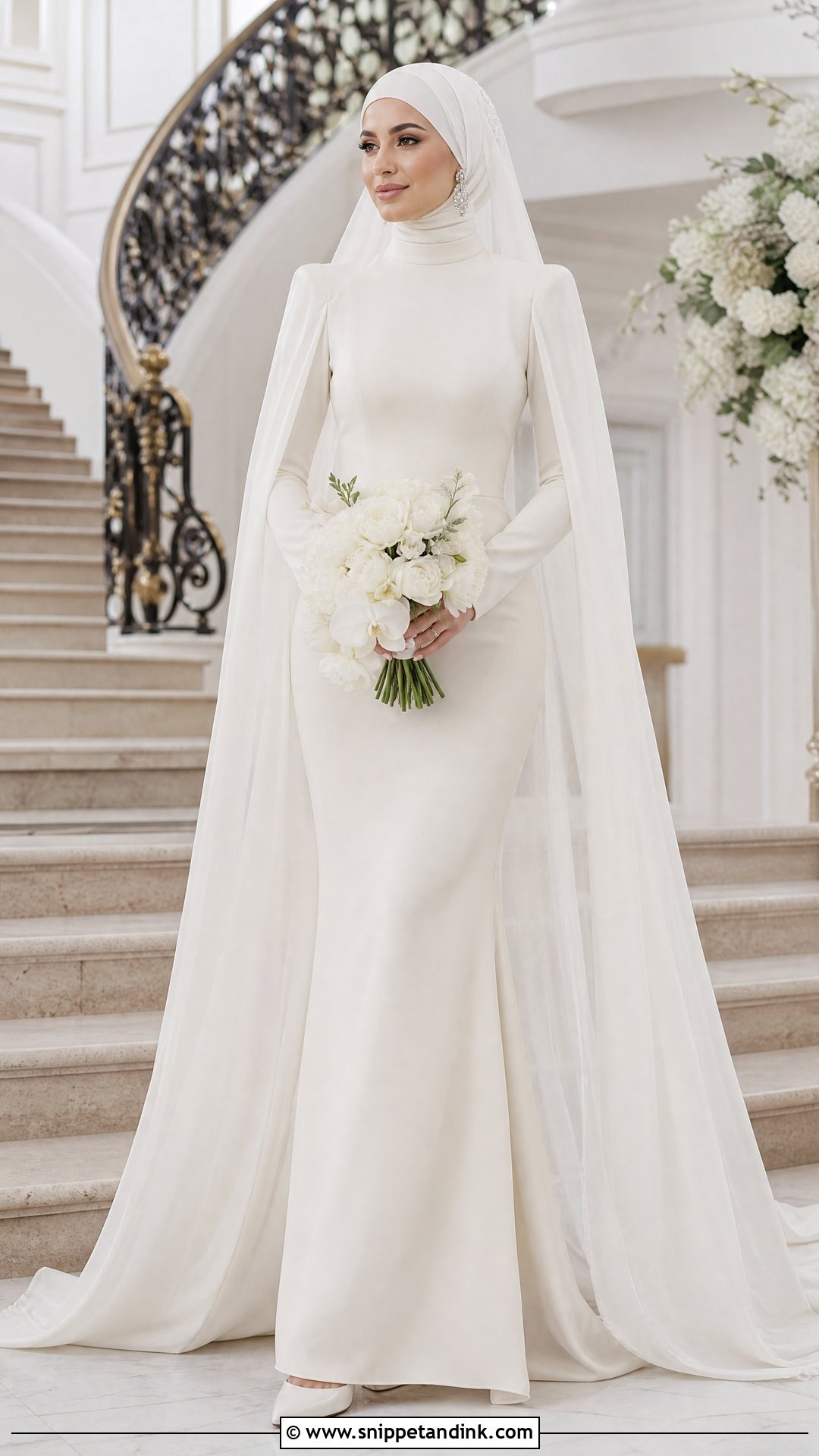 Cape Sleeve Hijabi Wedding Gown - Snippet and Ink - 20 Hijabi Wedding Dress Gowns