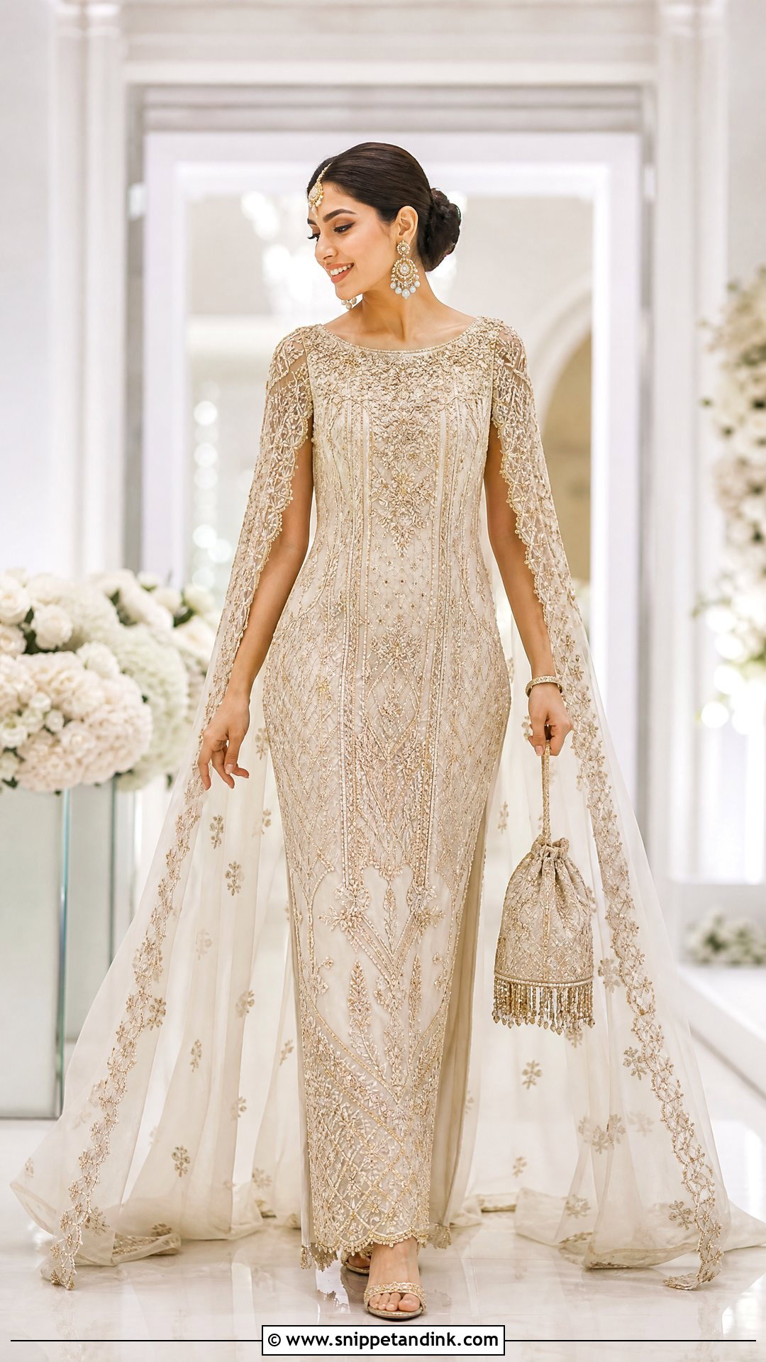 Cape Sleeve Indian Bridal Gown - Snippet and Ink - 20 Indian Bridal Gown Ideas