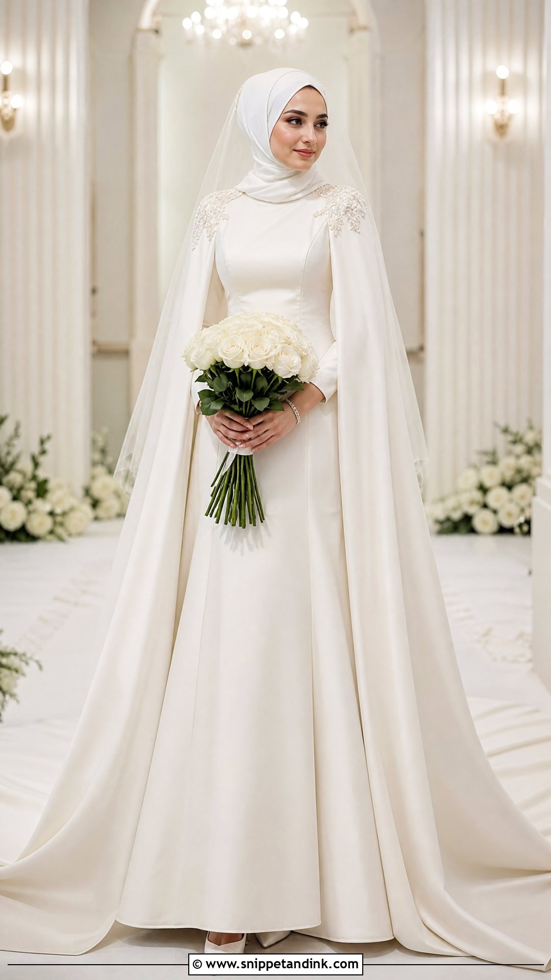 Cape Sleeve Islamic Bridal Dress - Snippet and Ink - 25 Islamic Bridal Dress Ideas