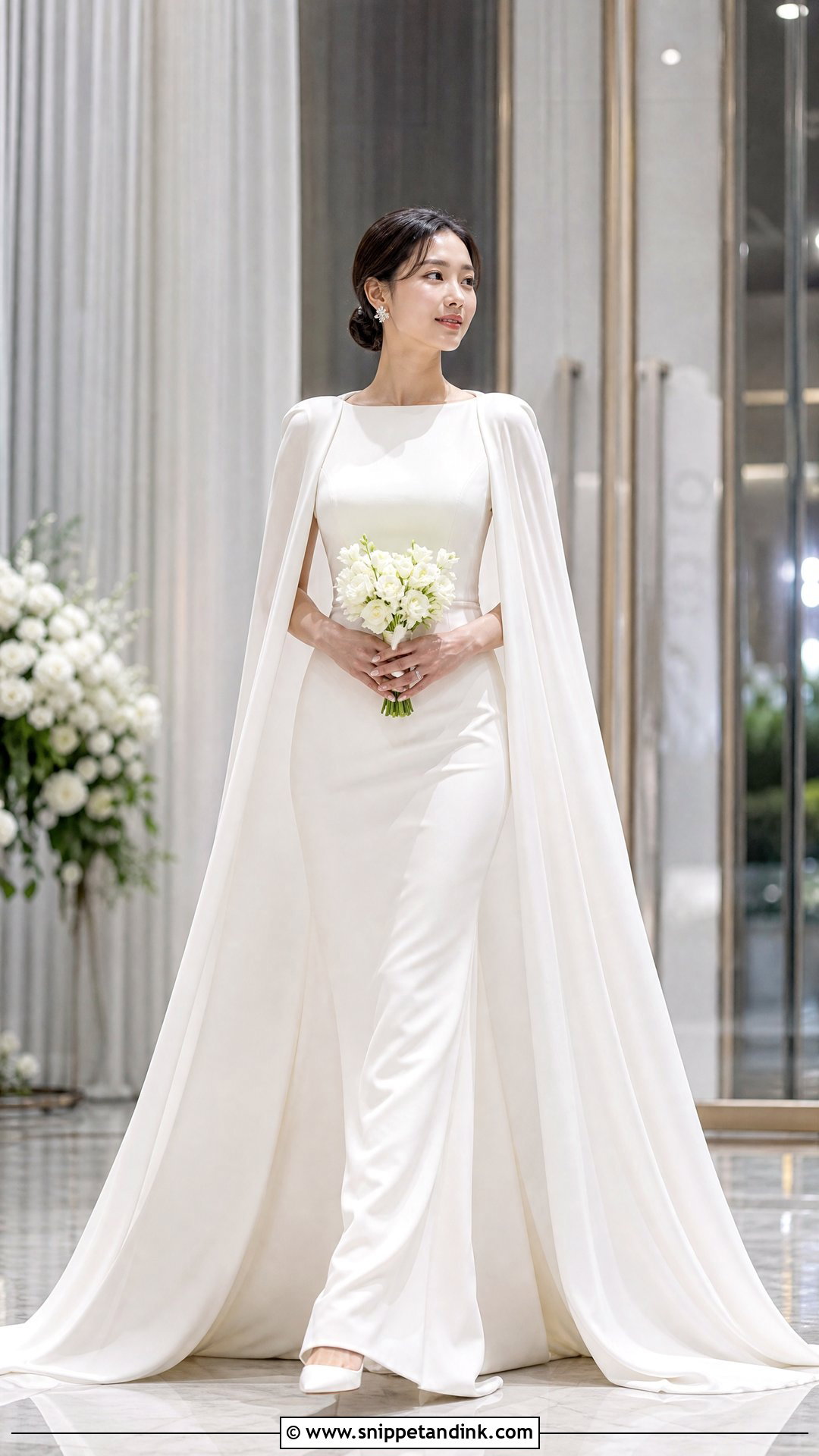 Cape Sleeve Kdrama Wedding Dress - Snippet and Ink - 20 Kdrama Wedding Dress Ideas