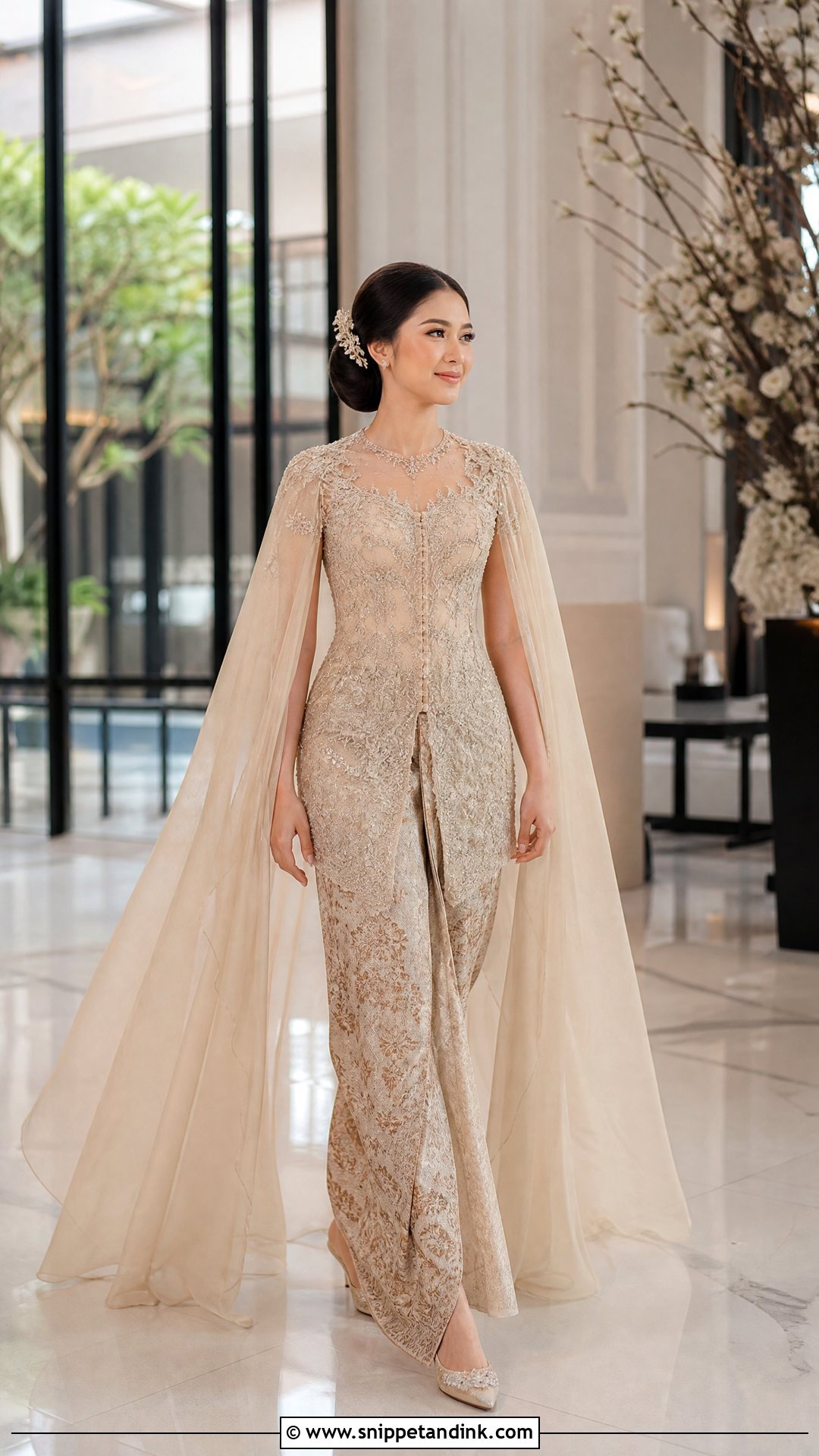 Cape Sleeve Kebaya Indonesian Wedding Dress - Snippet and Ink - 20 Indonesian Wedding Dress Ideas