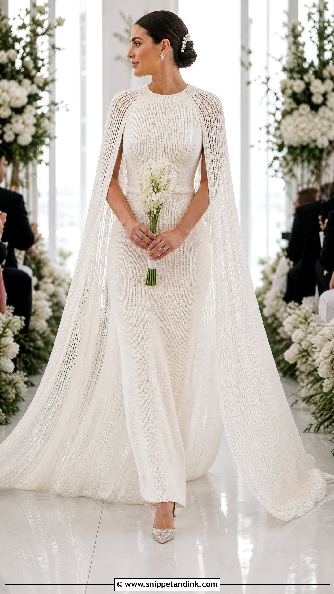 Cape Sleeve Knitted Wedding Dress - Snippet and Ink - 25 Knitted Wedding Dress Ideas