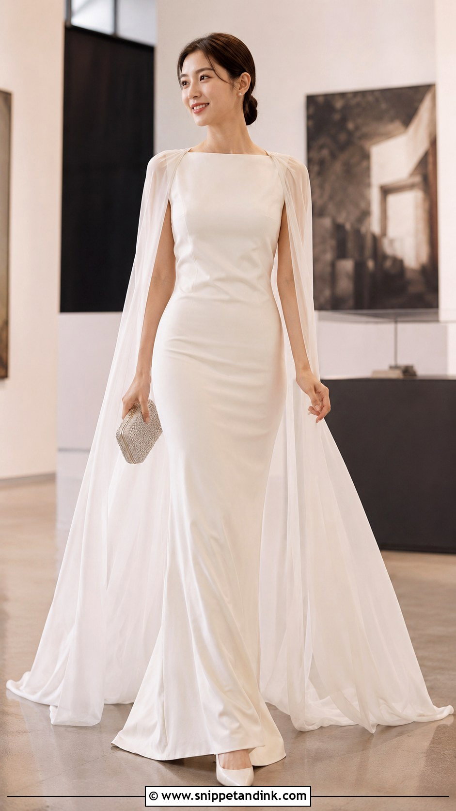 Cape Sleeve Korean Bridal Dress - Snippet and Ink - 20 Korean Bridal Dress Ideas