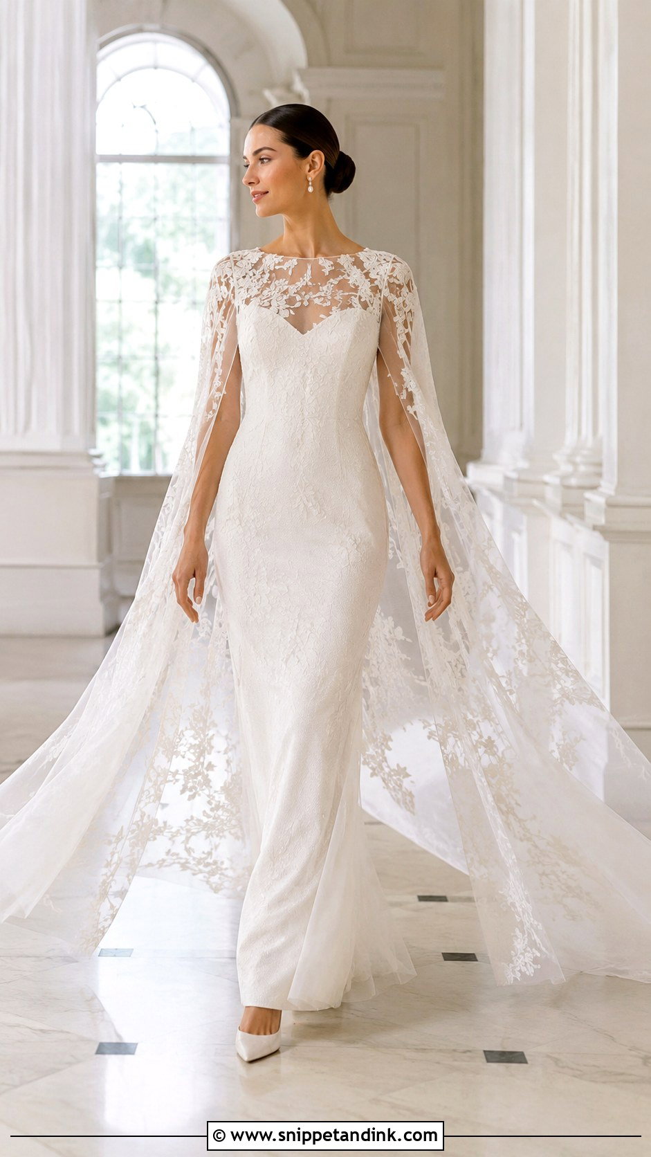 Cape Sleeve Lace Wedding Dress - Snippet and Ink - 20 Unique Vintage Elegant Wedding Dresses