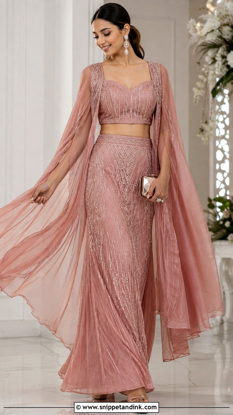 Cape Sleeve Lengha - Snippet and Ink - 20 Beautiful Lengha Ideas