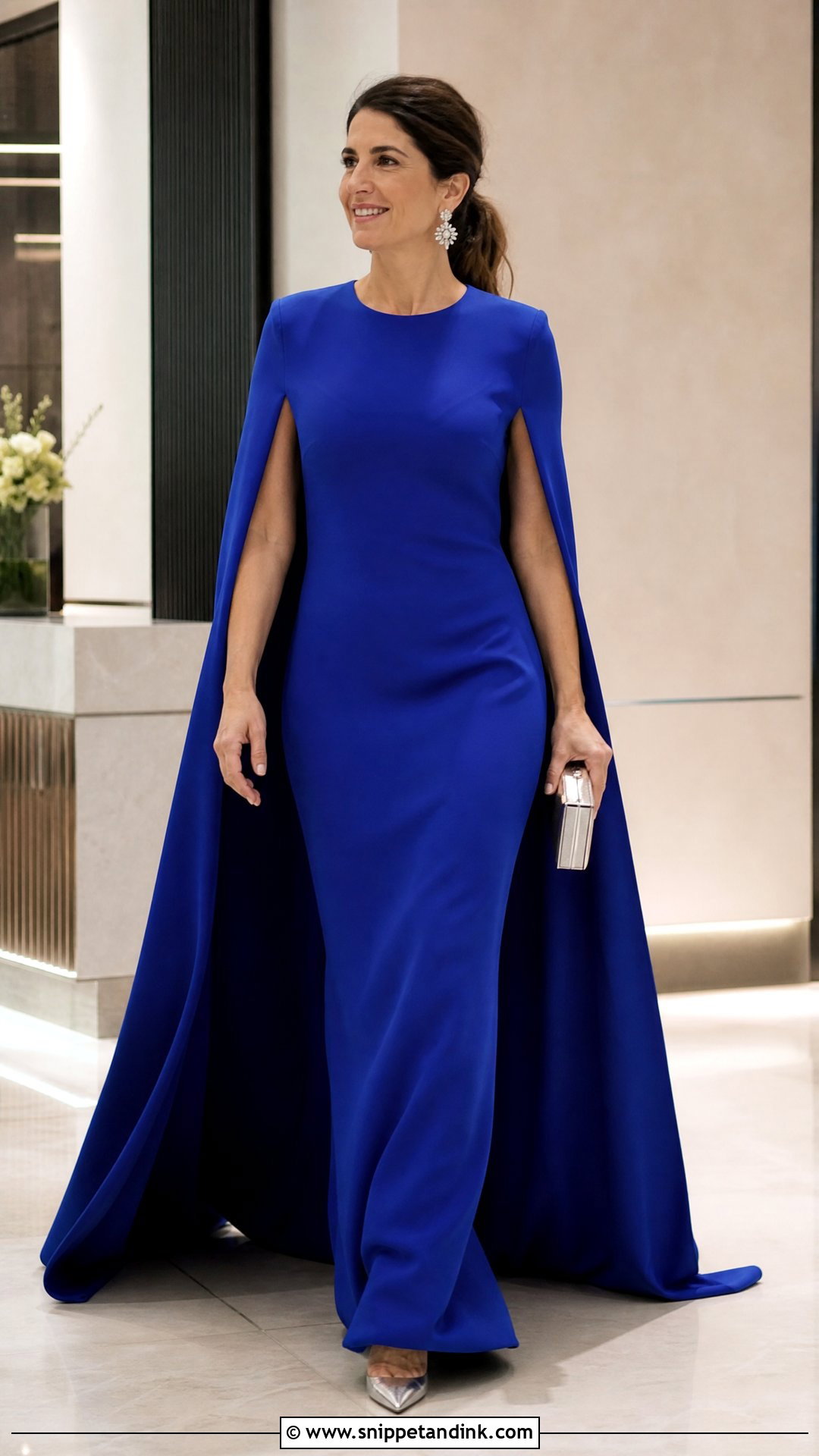 Cape Sleeve Long Gown - Snippet and Ink - 20 Long Gown with Sleeves