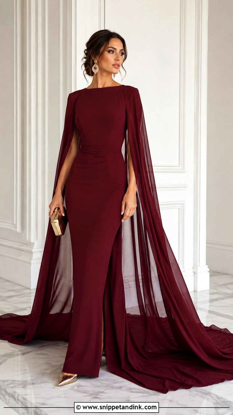 Cape Sleeve Long Trail Gown - Snippet and Ink - 20 Long Trail Gown Ideas