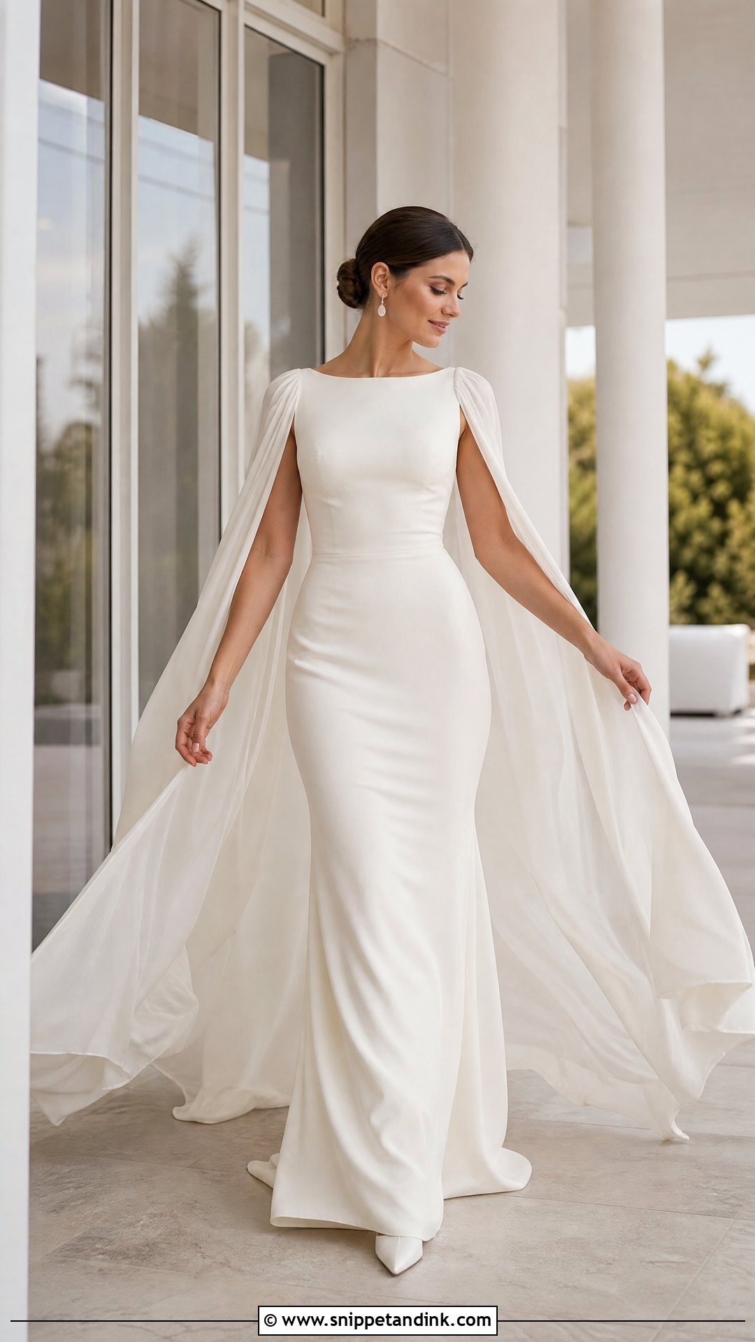 Cape Sleeve Long Wedding Dress - Snippet and Ink - 25 Long Wedding Dress Ideas