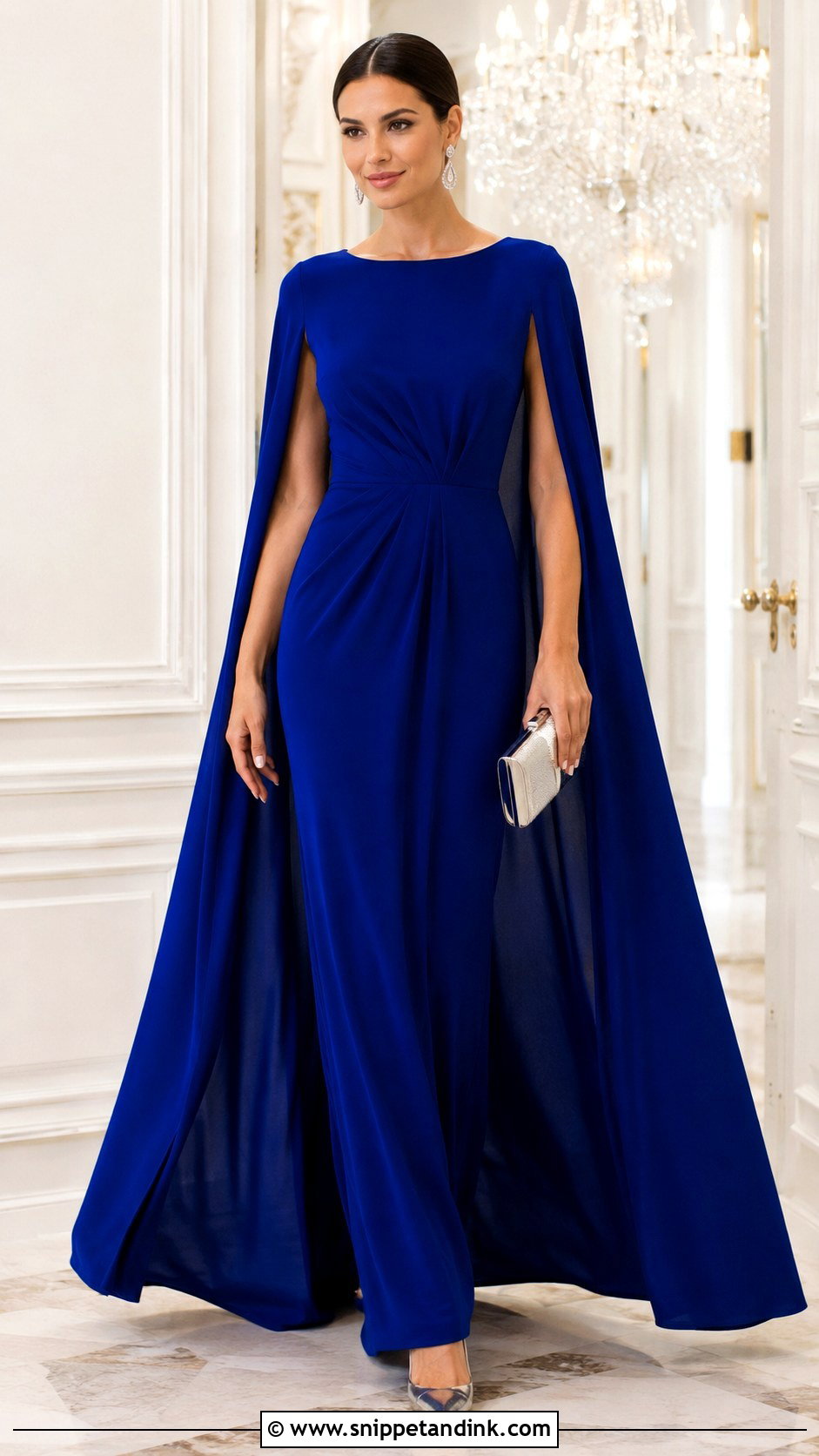 Cape Sleeve Maxi Fancy Dress for Wedding - Snippet and Ink - 20 Fancy Dress for Wedding Ideas
