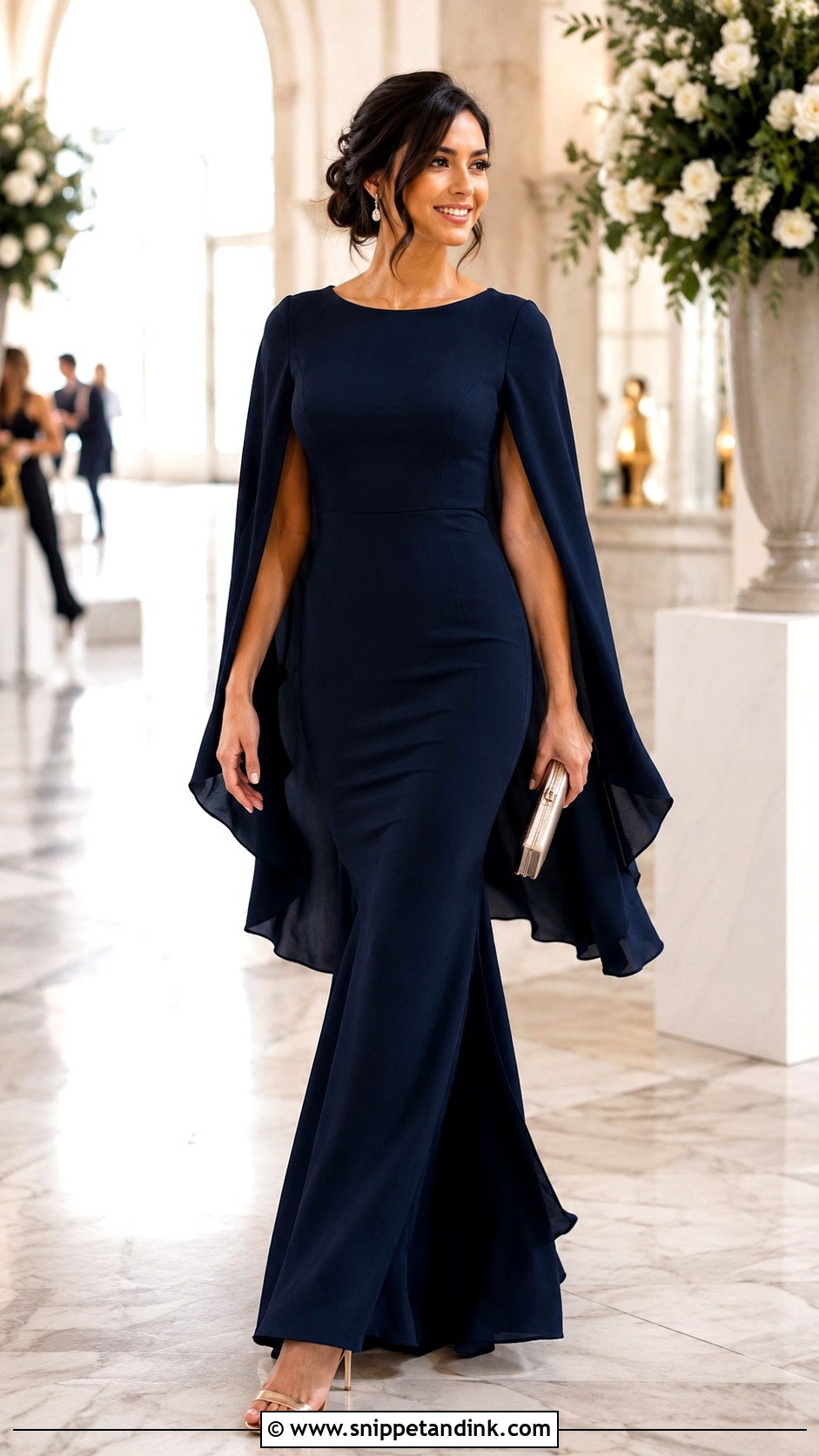 Cape Sleeve Mermaid Cut Gown - Snippet and Ink - 25 Mermaid Cut Gown Ideas