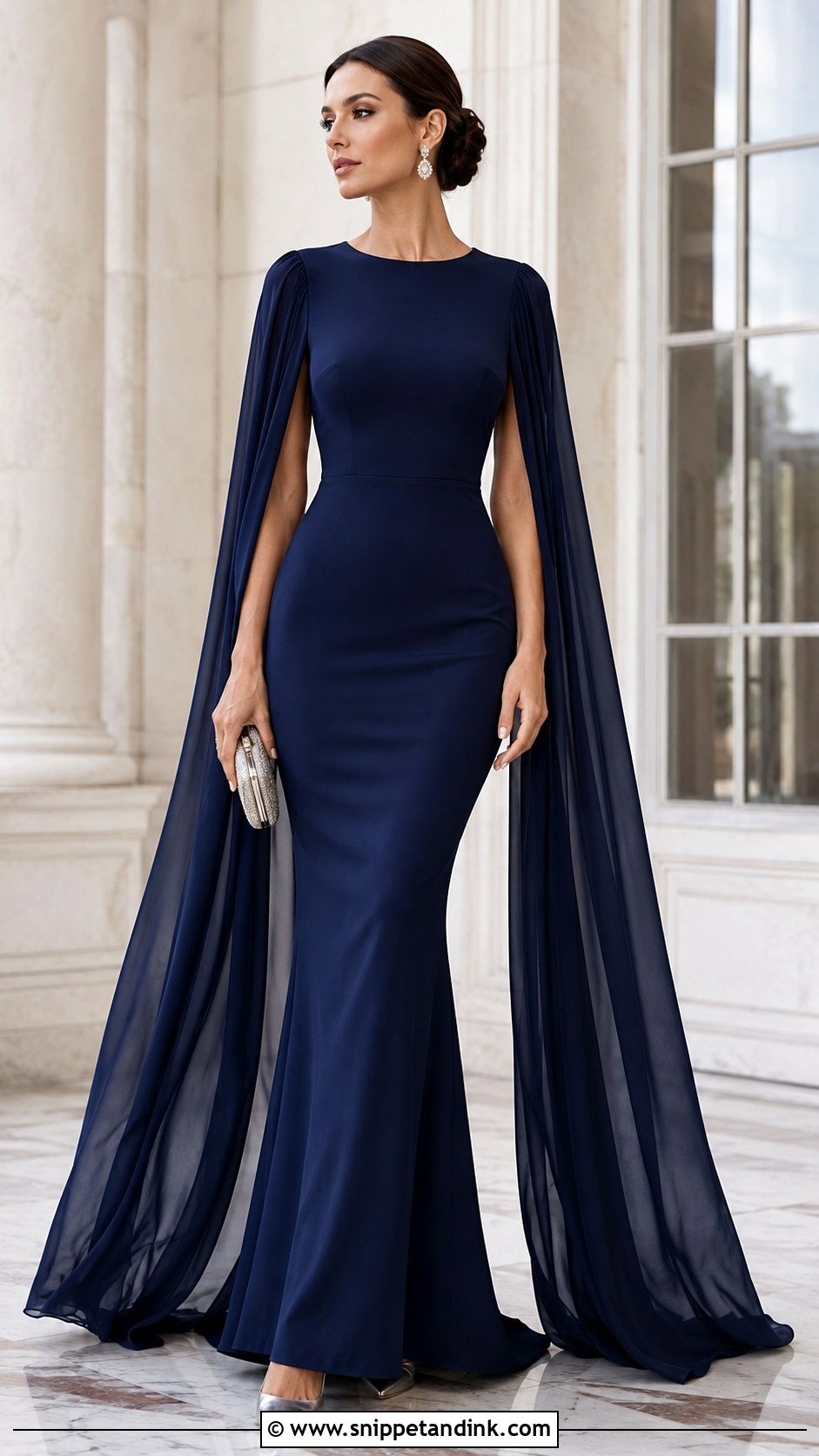 Cape Sleeve Mermaid Gown - Snippet and Ink - 20 Mermaid Tail Gown Ideas