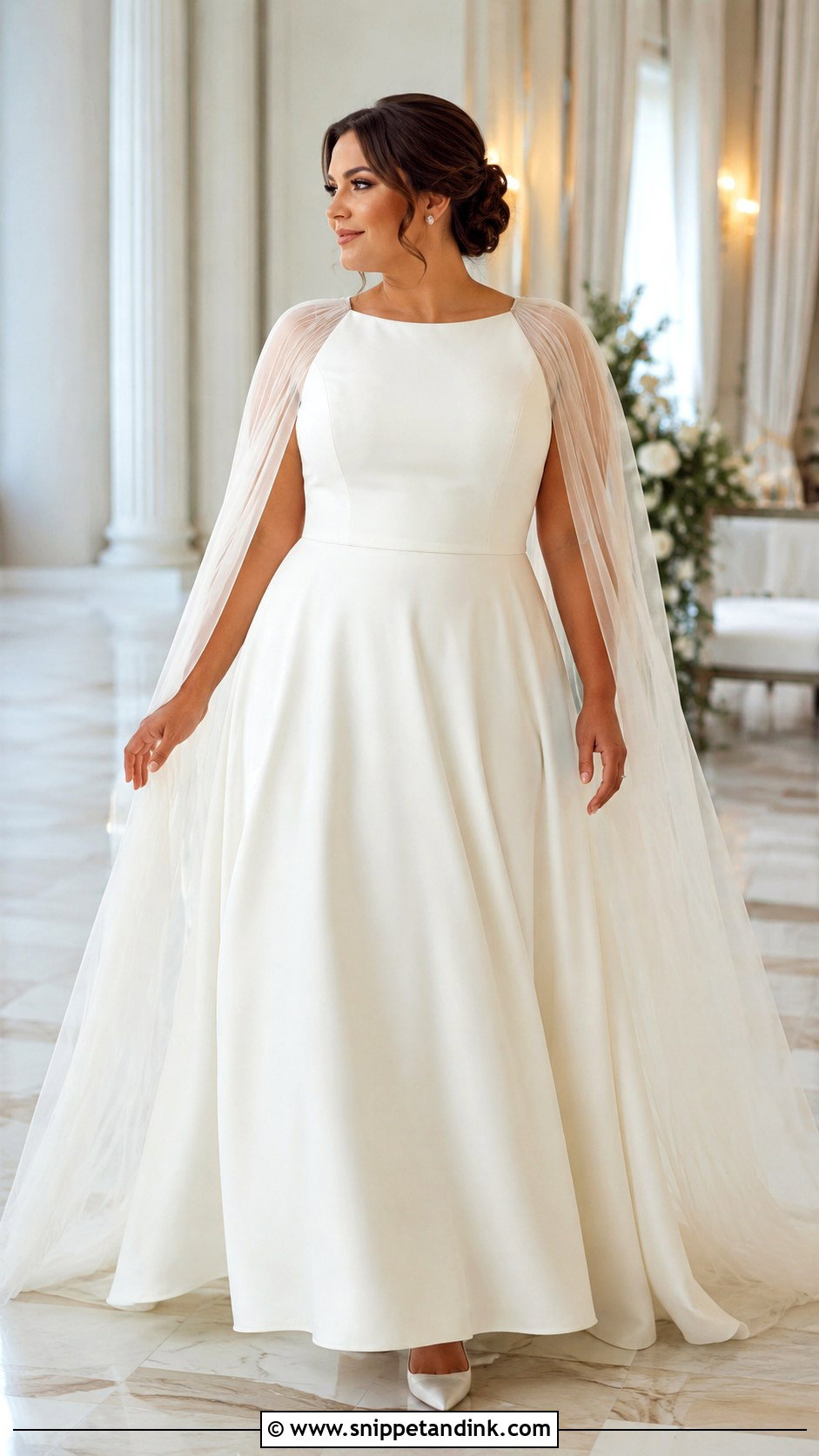 Cape Sleeve Midsize Wedding Dress - Snippet and Ink - 20 Midsize Wedding Dresses
