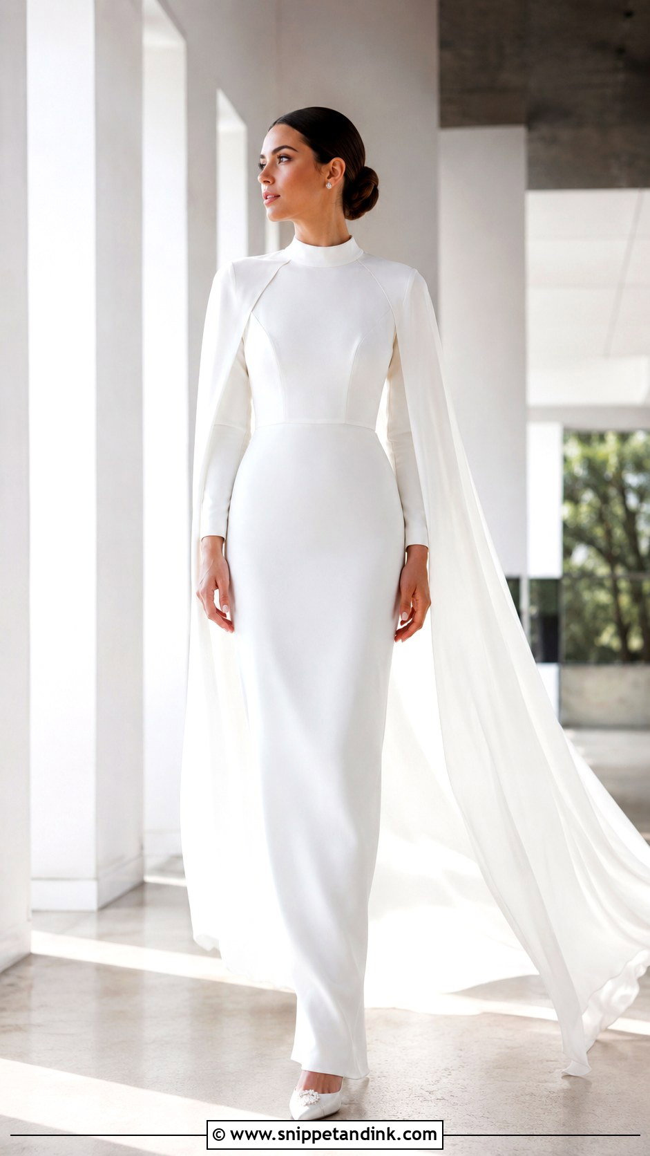 Cape Sleeve Modest Wedding Gown - Snippet and Ink - 20 Modest Wedding Gowns with Sleeves