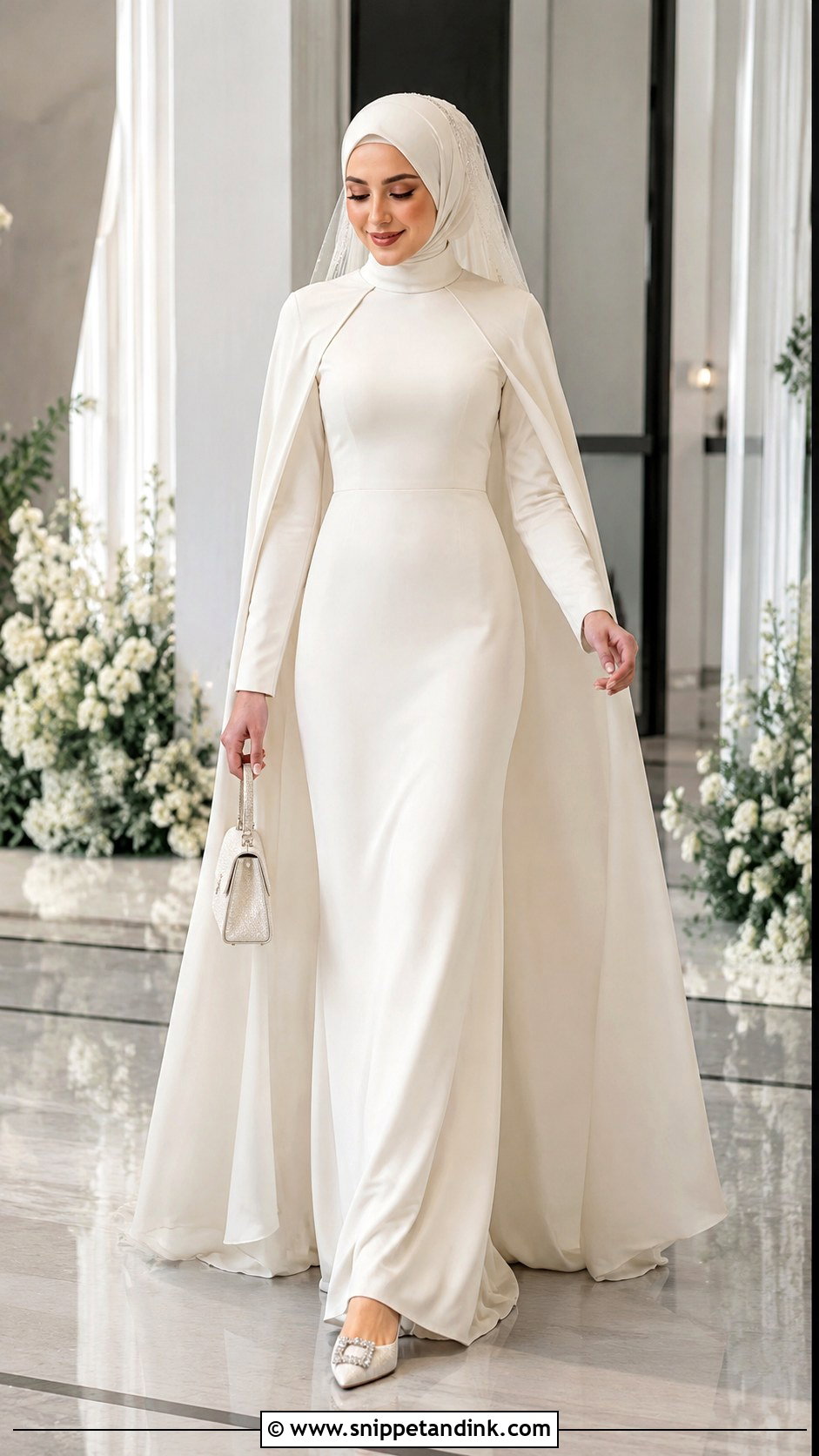 Cape Sleeve Muslim Wedding Dress - Snippet and Ink - 20 Islam Wedding Dress Ideas