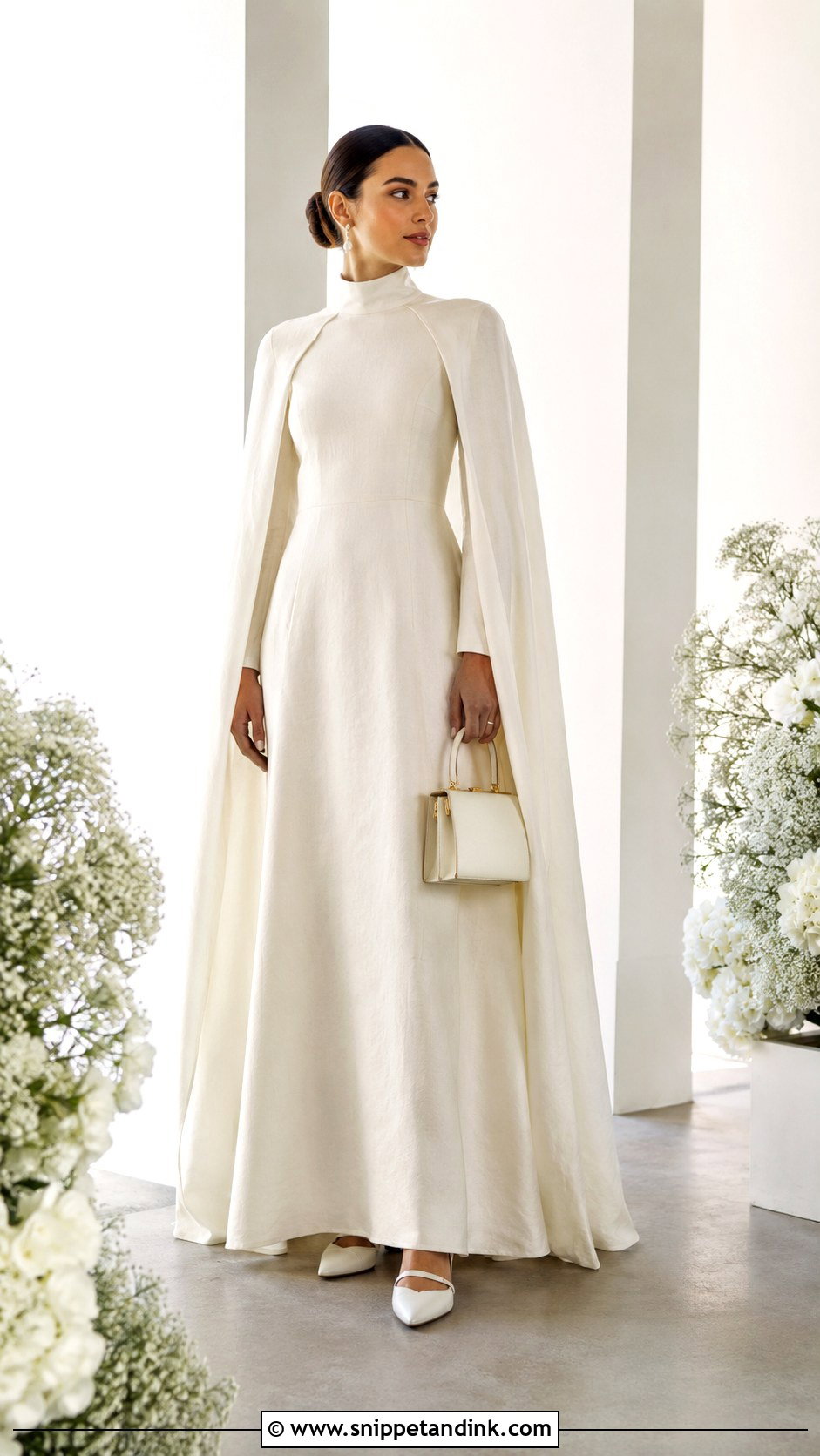 Cape Sleeve Muslin Wedding Dress - Snippet and Ink - 20 Muslin Wedding Dress Ideas