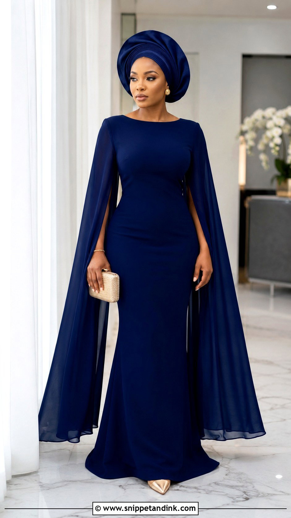 Cape Sleeve Nigerian Gown - Snippet and Ink - 20 Nigerian Gown Ideas