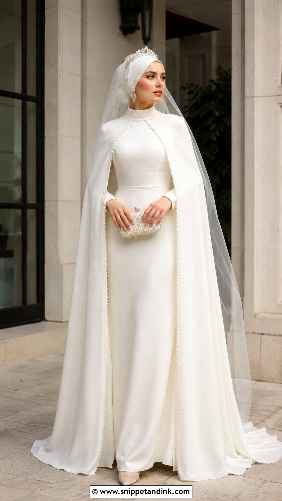 Cape Sleeve Nikah Bridal Gown - Snippet and Ink - 20 Nikah Bridal Dress Ideas