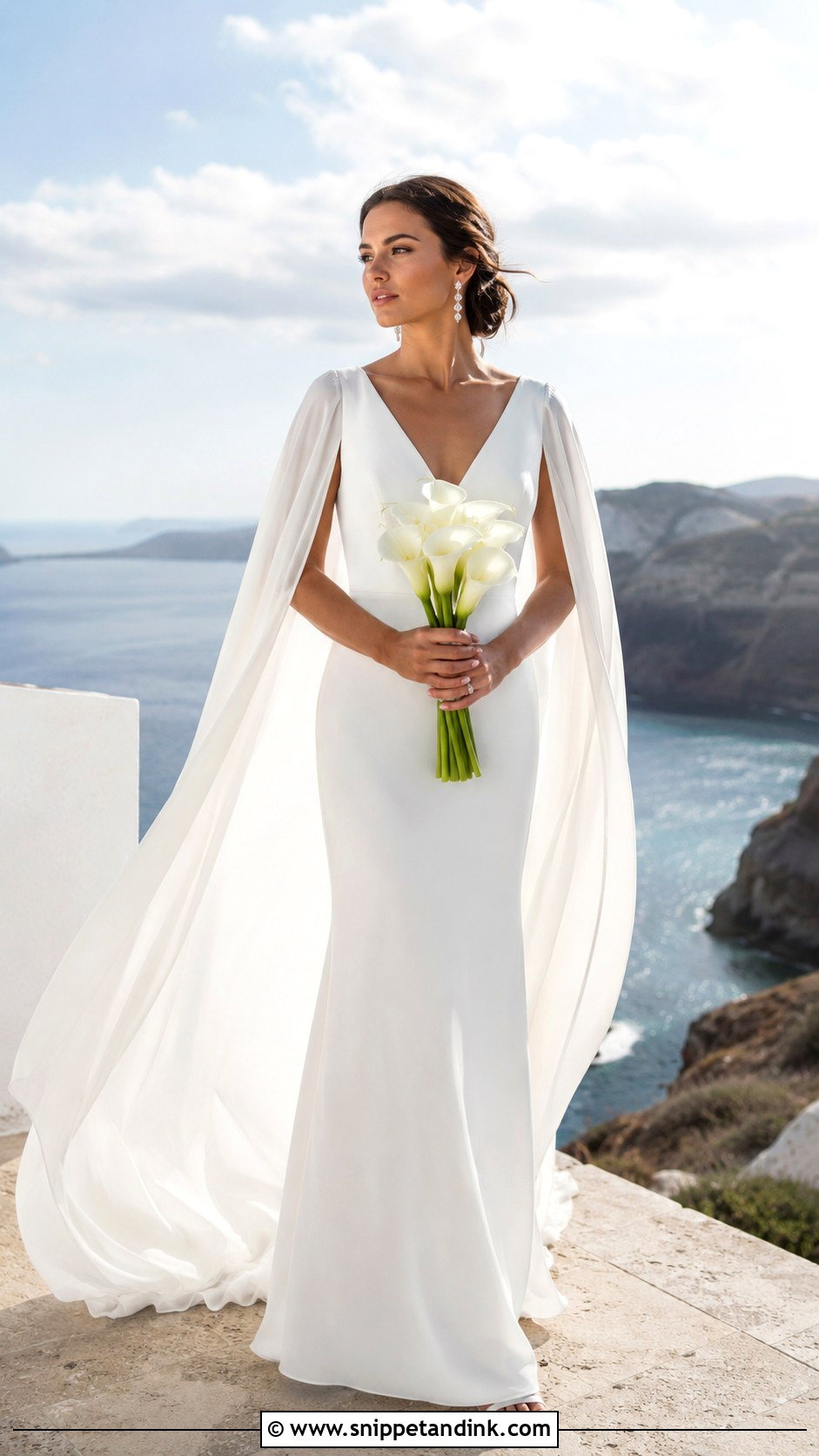 Cape Sleeve Ocean Wedding Dress - Snippet and Ink - 20 Ocean Wedding Dress Ideas