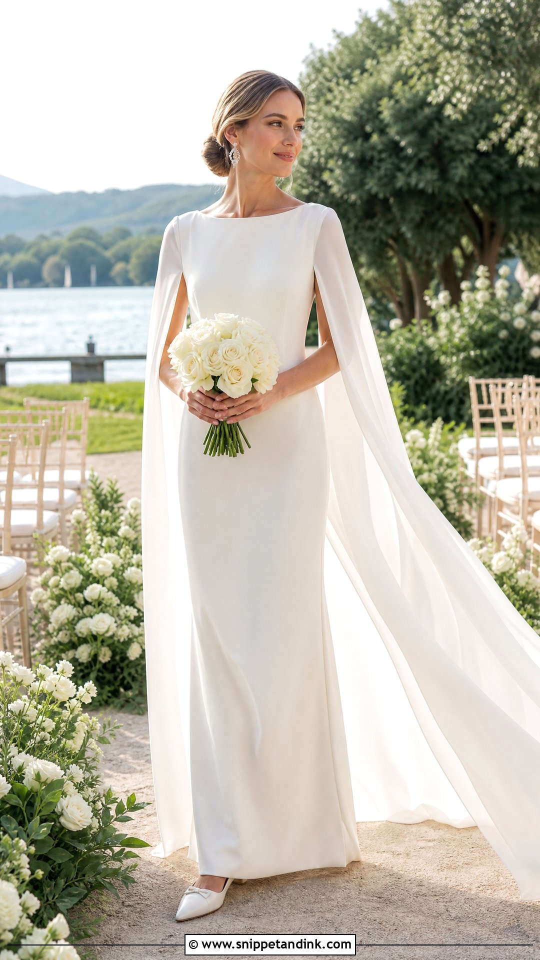 Cape Sleeve Outdoor Wedding Dress - Snippet and Ink - 20 Outdoor Wedding Dresses
