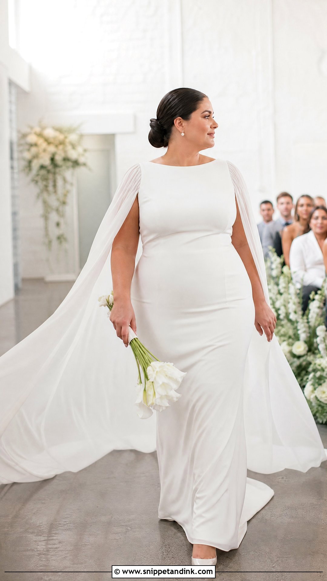 Cape Sleeve Plus Size Wedding Dress - Snippet and Ink - 20 Plus Sized Wedding Dress Ideas