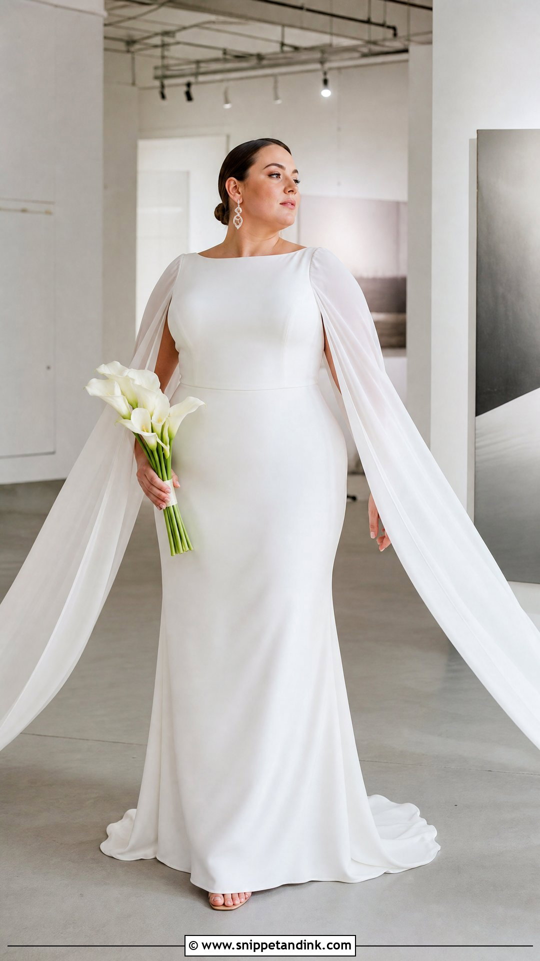 Cape Sleeve Plus Size Wedding Gown - Snippet and Ink - 20 Plus Size Wedding Gowns with Sleeves