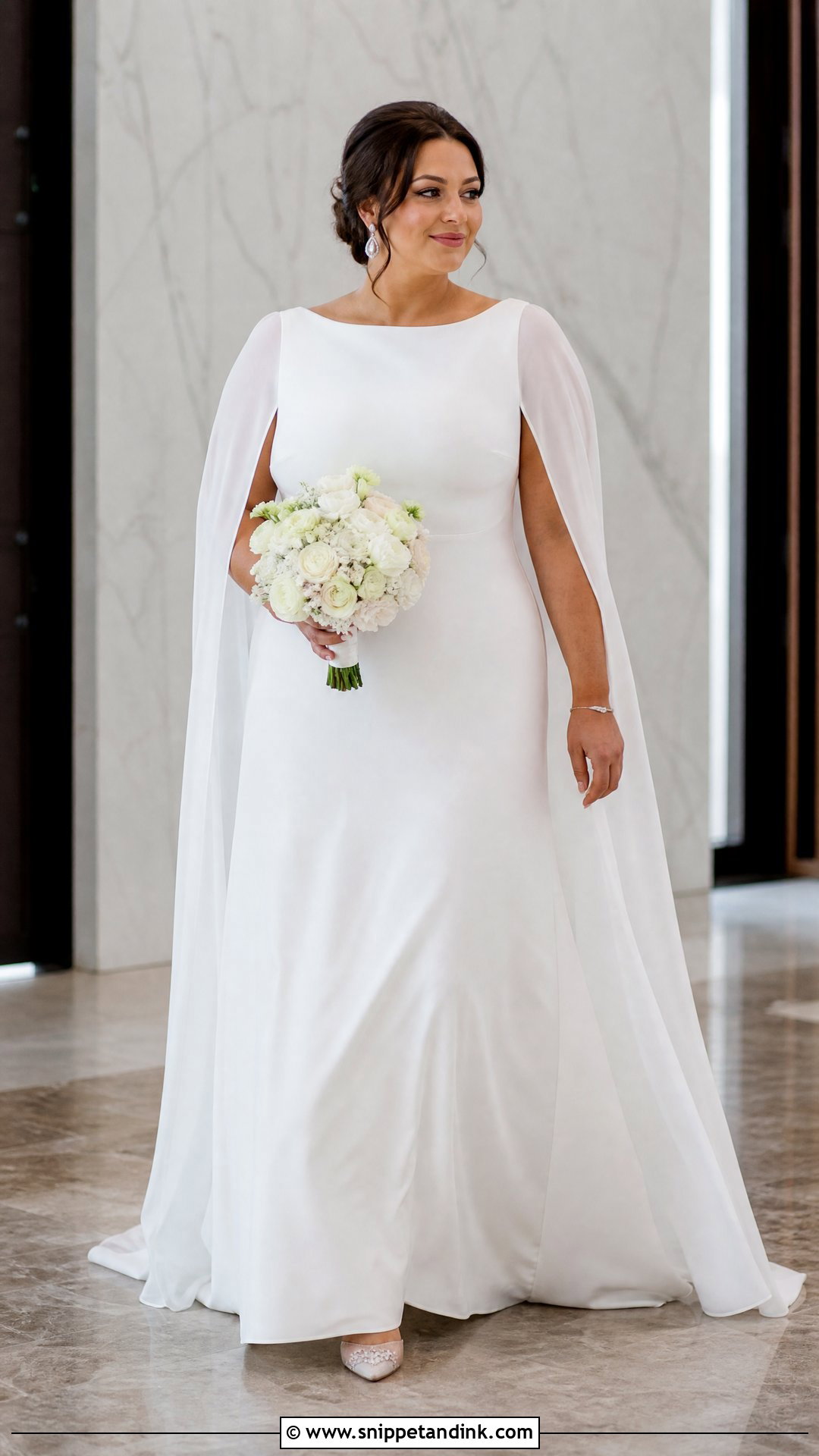Cape Sleeve Plus Size Wedding Gown - Snippet and Ink - 20 Wedding Gowns for Plus Size Brides