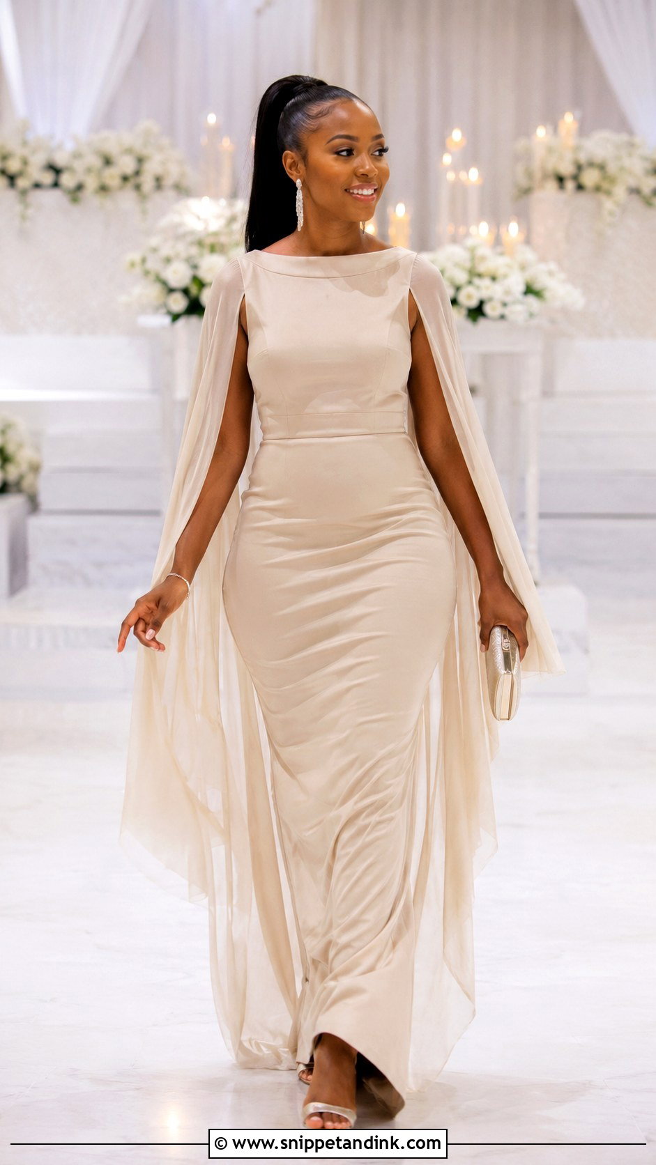 Cape Sleeve Reception Changing Dress - Snippet and Ink - 20 Changing Dresses for Brides in Uganda
