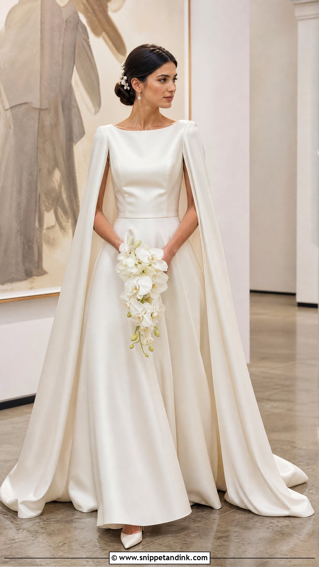 Cape Sleeve Satin Wedding Dress - Snippet and Ink - 20 Vintage Silk Satin Wedding Dress Bridal Gowns