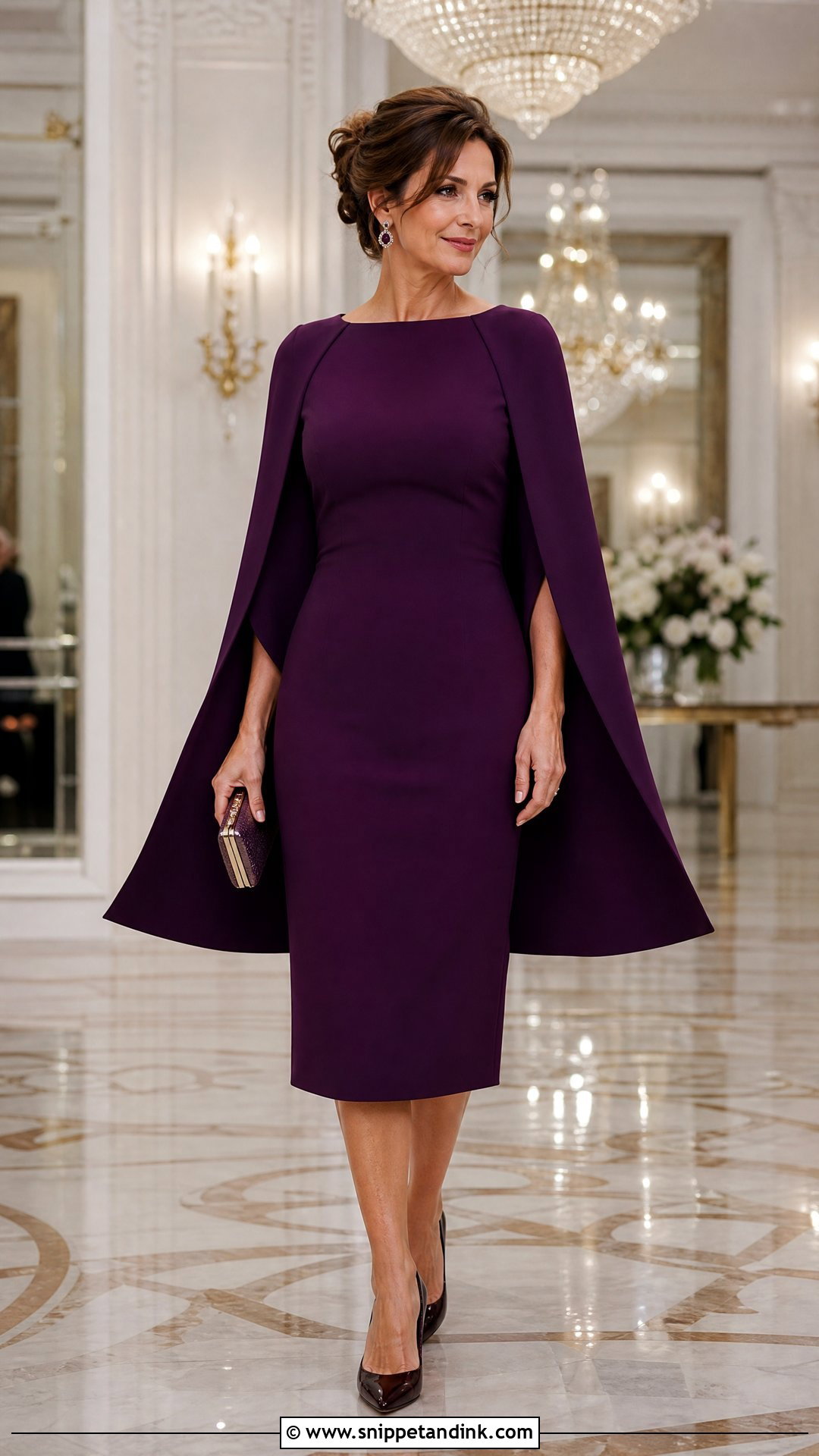 Cape Sleeve Scuba Dress Wedding Outfit - Snippet and Ink - 20 Scuba Dresses Styles for Wedding