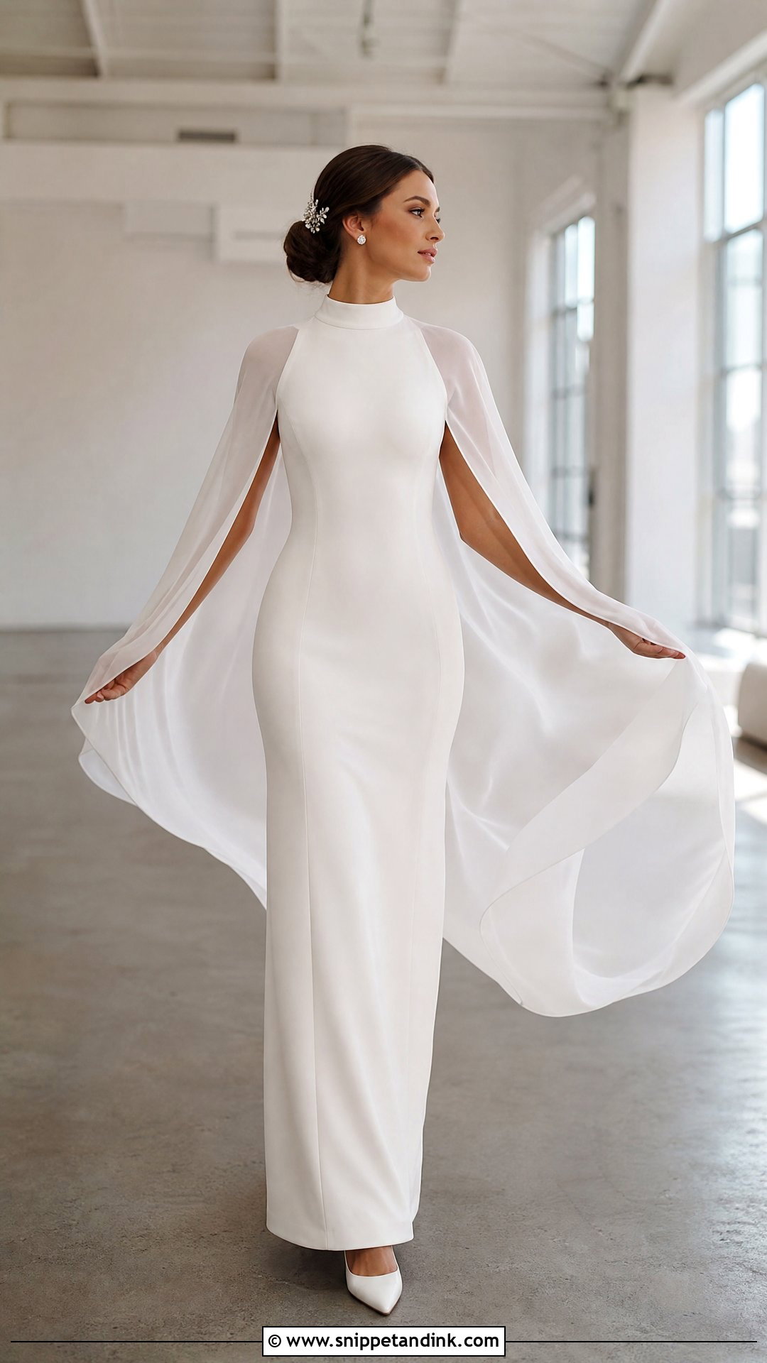 Cape Sleeve Sculptural Wedding Dress - Snippet and Ink - 20 Sculptural Wedding Dress Ideas