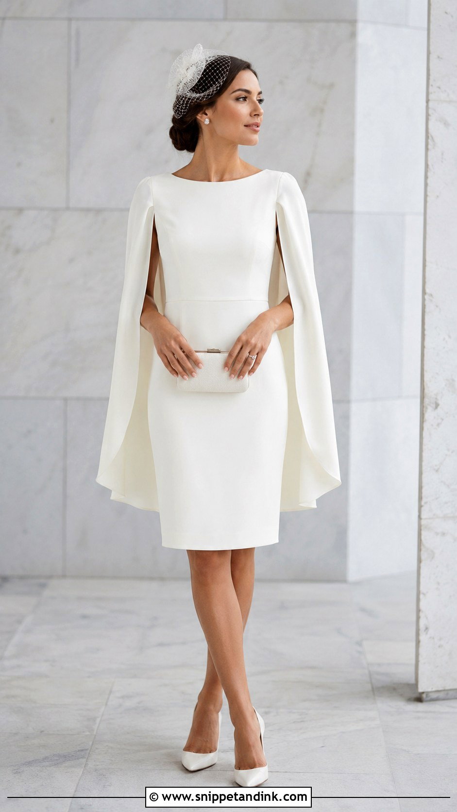 Cape Sleeve Short Wedding Dress - Snippet and Ink - 20 Modern Short Wedding Dress Ideas