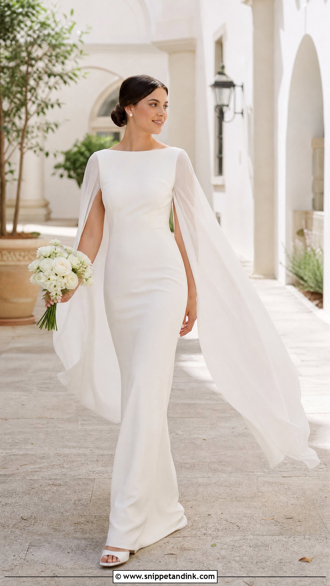 Cape Sleeve Silk Bridal Dress - Snippet and Ink - 20 Silk Bride Dress Ideas
