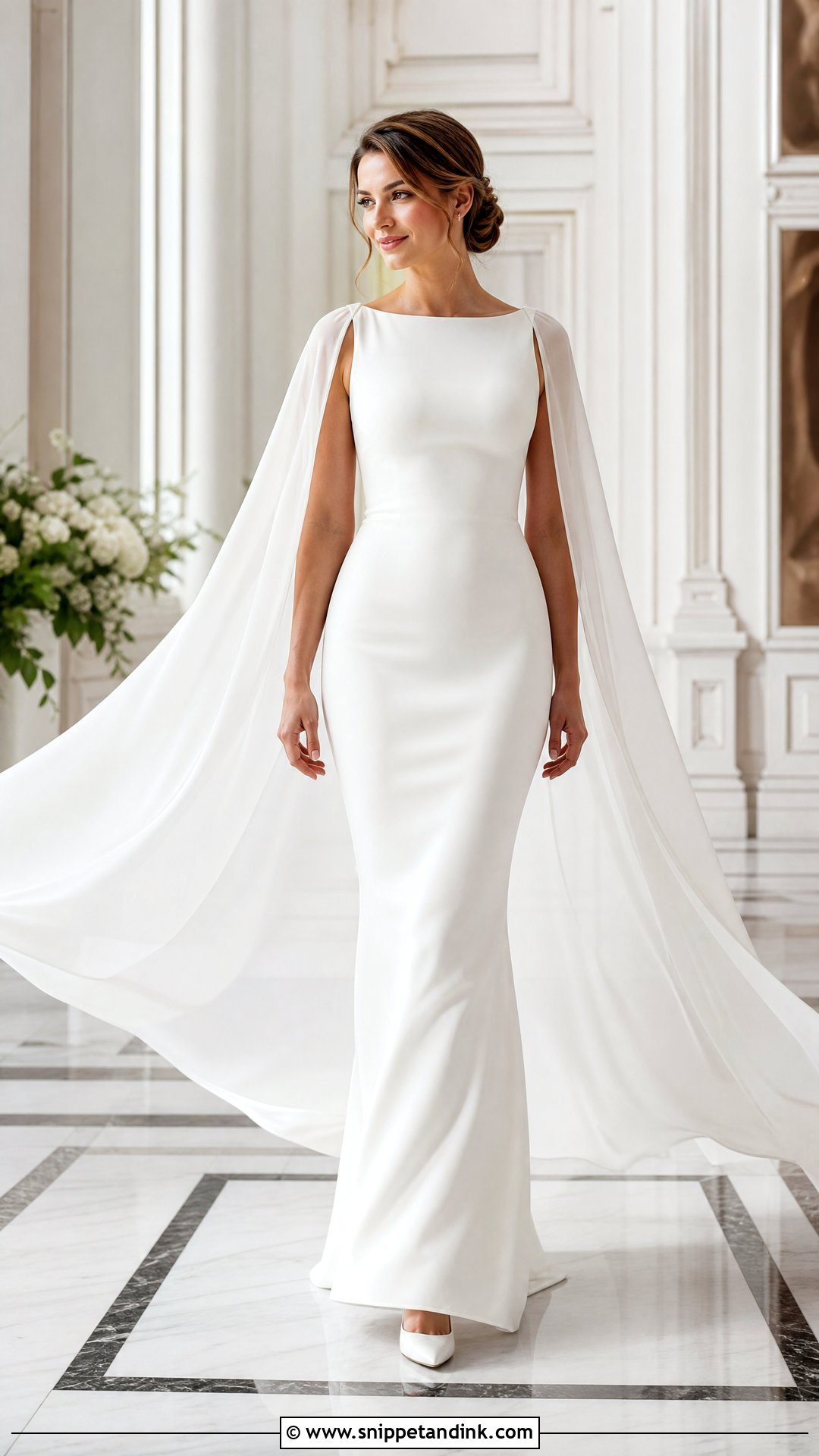 Cape Sleeve Slim Fit Wedding Dress - Snippet and Ink - 20 Slim Fit Wedding Dress Ideas