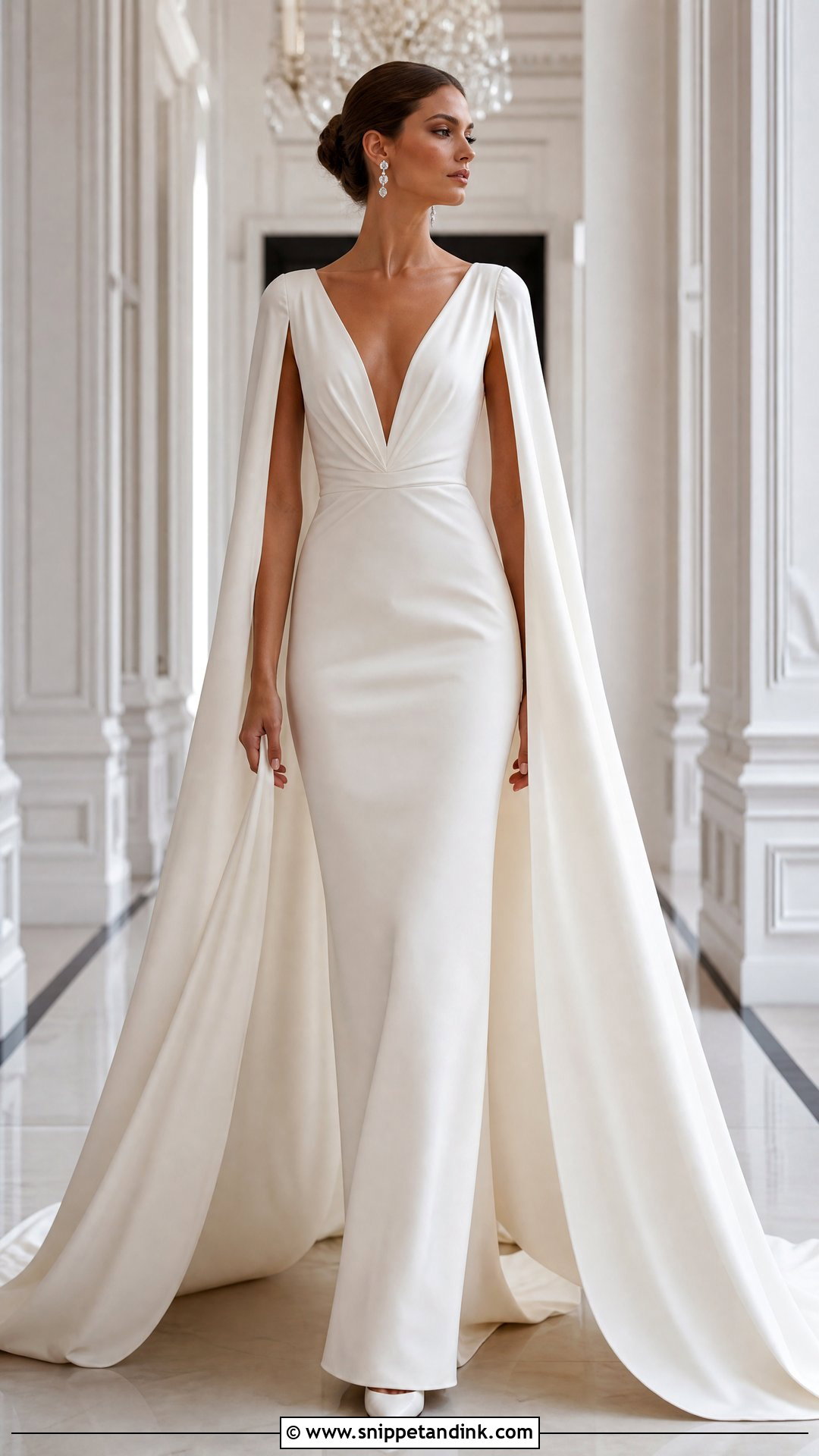 Cape Sleeve Soft Dramatic Wedding Dress - Snippet and Ink - 20 Soft Dramatic Wedding Dress Ideas