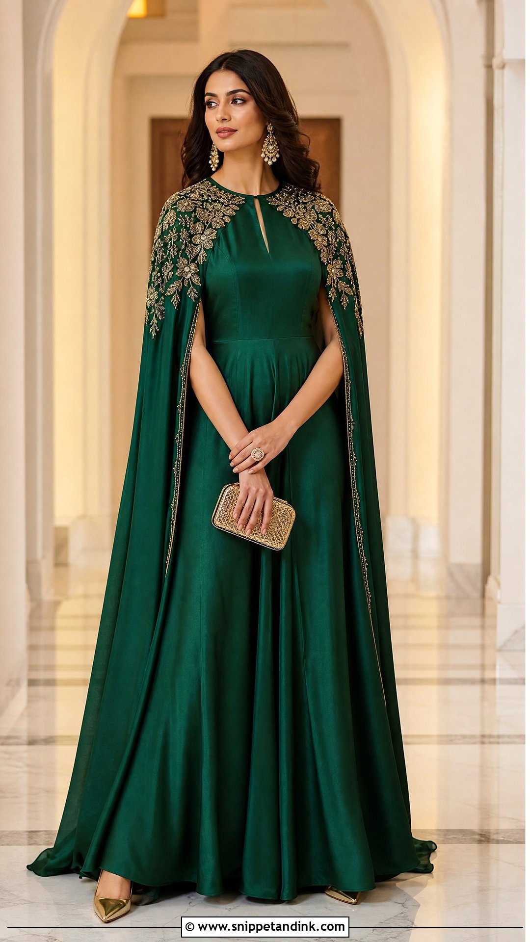 Cape Sleeve Traditional Gown - Snippet and Ink - 20 Traditional Gown Ideas